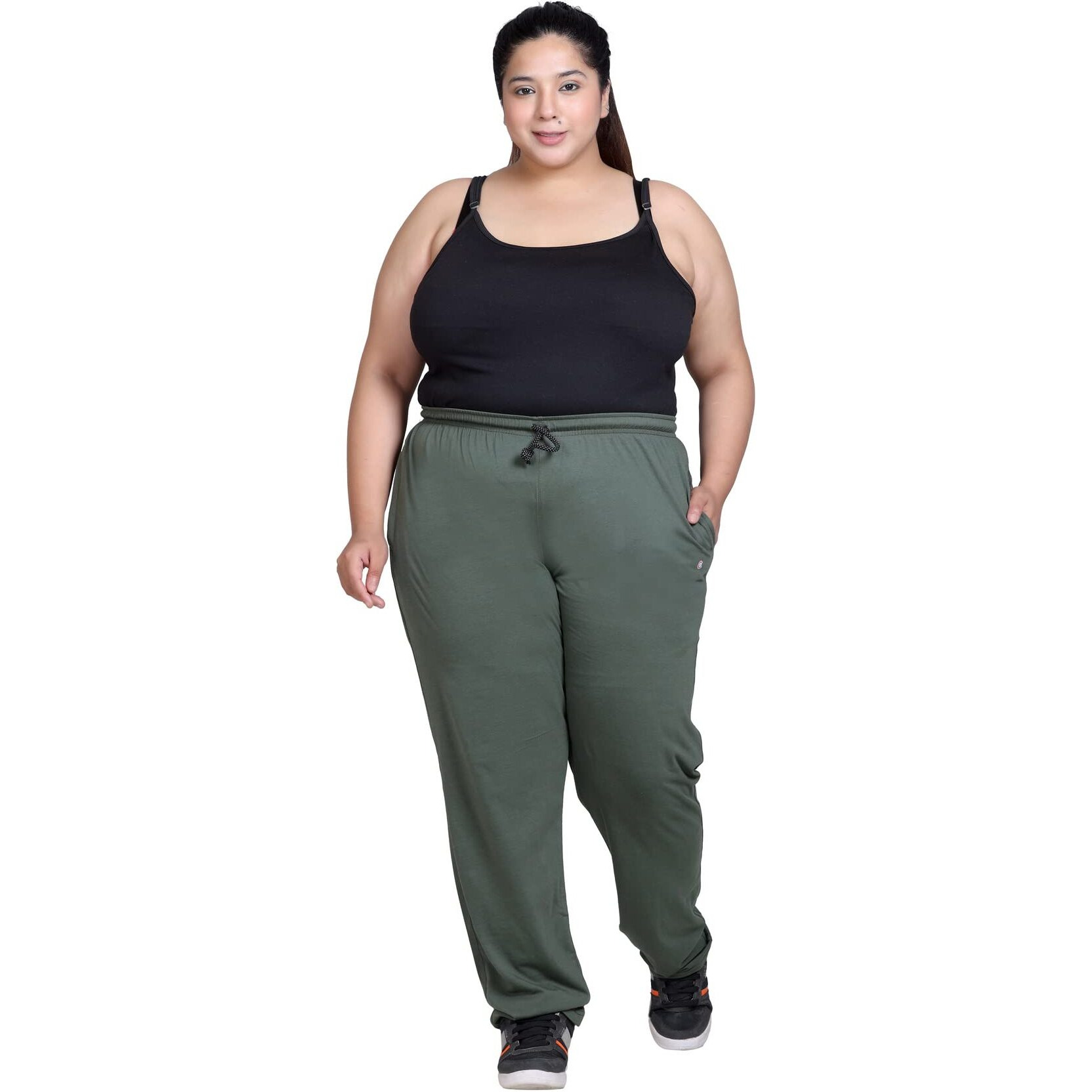 CUPID Regular Fit Cotton Plain Night Track Pants, Lower, Joggers for Lounge Wear n Daily Use Gym Wear for Girls - X-Large, Green