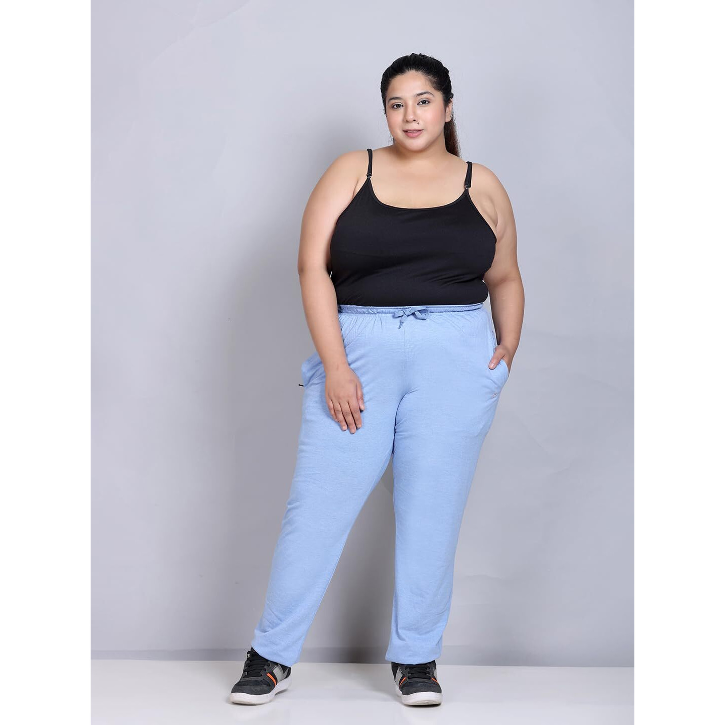 CUPID Regular Fit Plain Cotton Night Track Pants, Sports Trouser, Lower, Joggers for Lounge Wear n Daily Use Gym Wear for Women - Large, Sky Blue