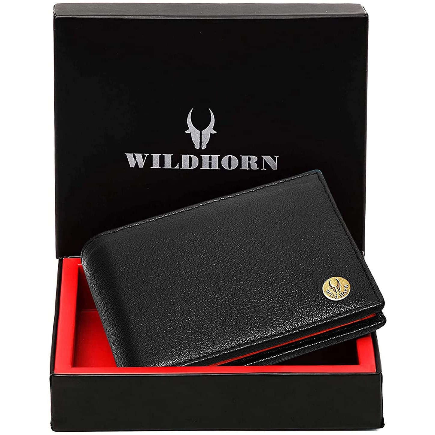 WildHorn Black & Tan Leather Wallet for Men I Ultra Strong Stitching I 6 Card Slots I 2 Currency & 2 Secret Compartments I 1 Coin Pocket