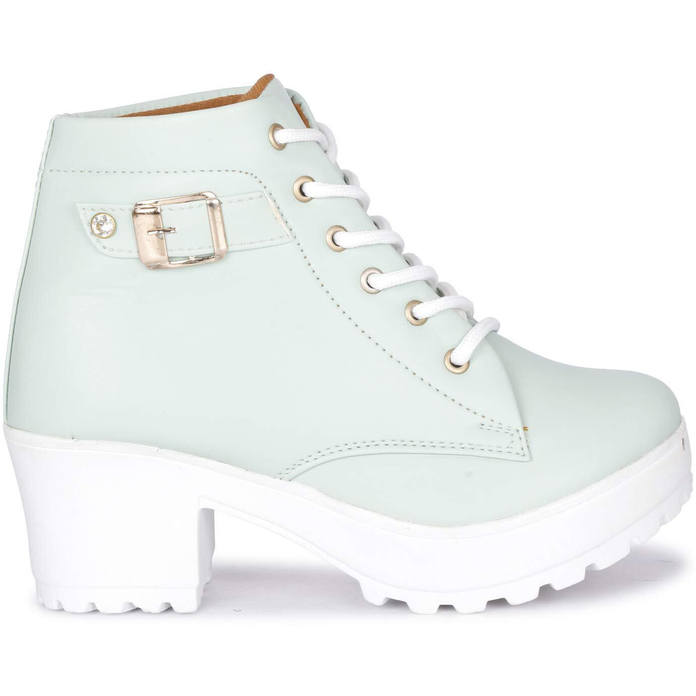 KRAFTER Women s High Ankle Synthetic Classic Casual Boots (Sea Green Buckle, 5 UK)