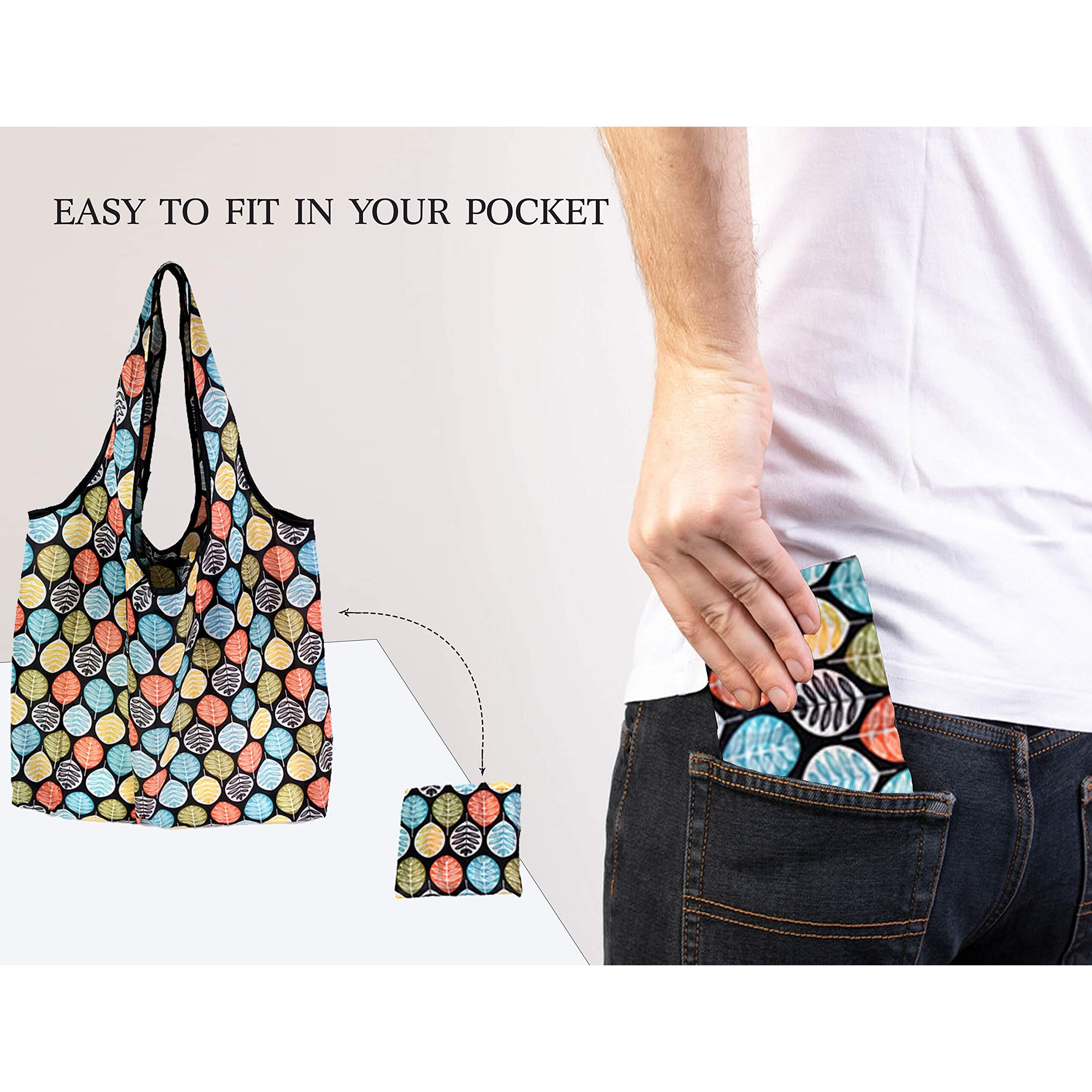 Elios Designer Pattern Reusable and Foldable Shopping Bag/Tote Hand Bag/Travel Bag/Grocery Bag | Heavy Duty, Eco Friendly | Compact, Lightweight and Convenient (Pack of 3 (A))