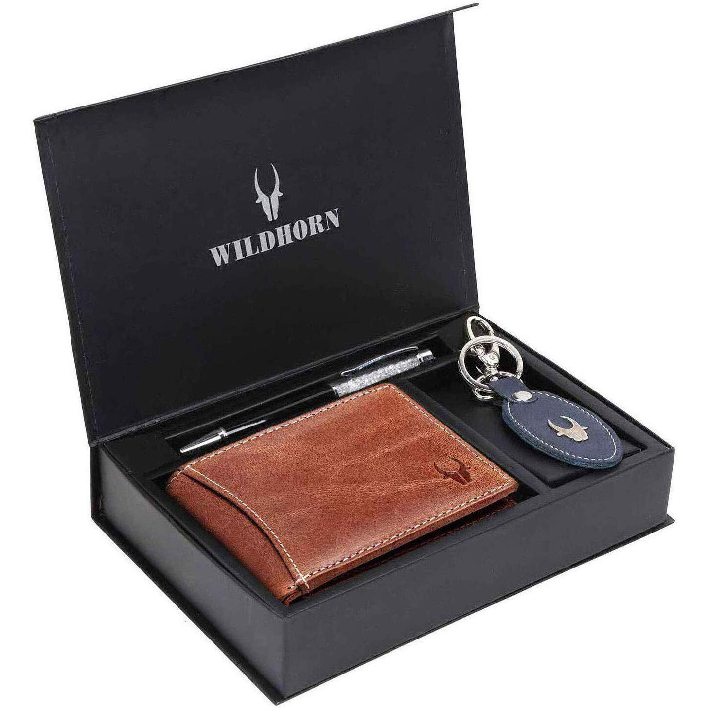 WildHorn Gift Hamper for Men I Leather Wallet, Keychain & Pen Combo Gift Set I Gift for Friend, Boyfriend,Husband,Father, Son etc