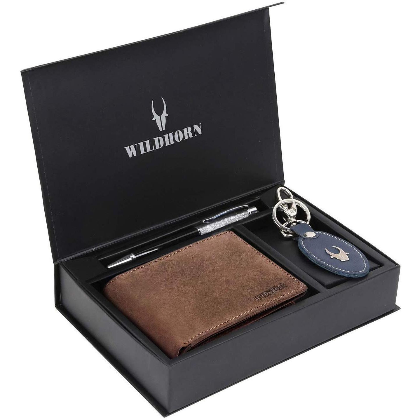 WildHorn Gift Hamper for Men I Leather Wallet, Keychain & Pen Combo Gift Set I Gift for Friend, Boyfriend,Husband,Father, Son etc