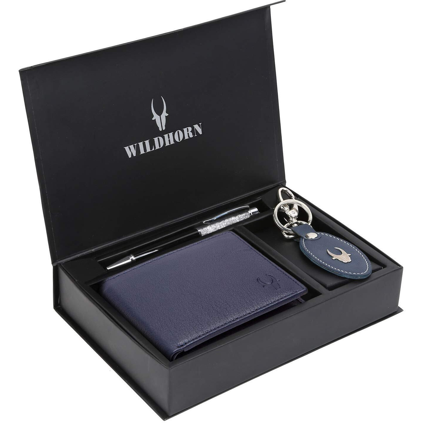 WildHorn Gift Hamper for Men I Leather Wallet, Keychain & Pen Combo Gift Set I Gift for Friend, Boyfriend,Husband,Father, Son etc, Multicolour
