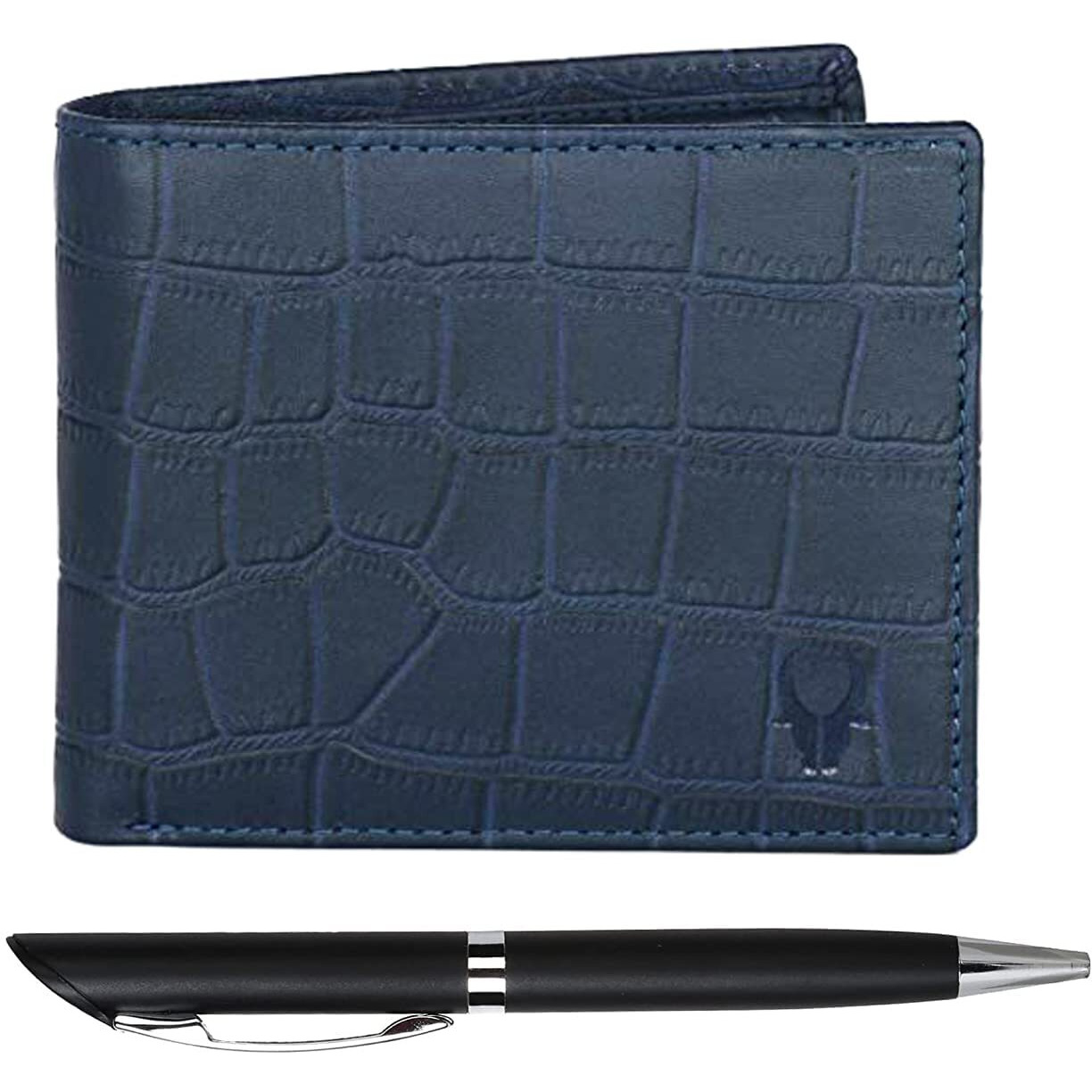 WildHorn Blue Croco201 Leather Men s Wallet & Pen Combo Set (699700)