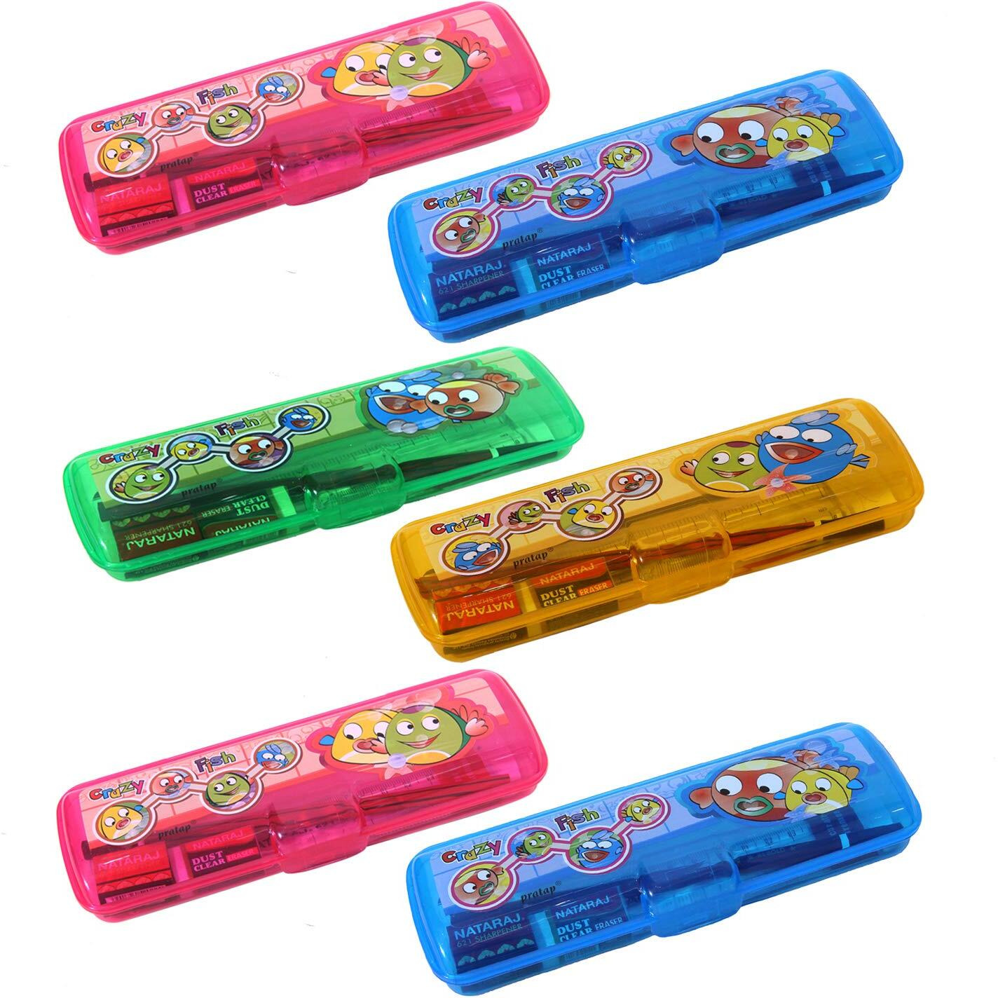 Lucid...We Build Relations Pencil Case with Pencil, Erasers, Scale, Sharpener Best for Return Gift Purpose with Complementary Gift Wrap Educational Science Party Toy (Pack of 24)