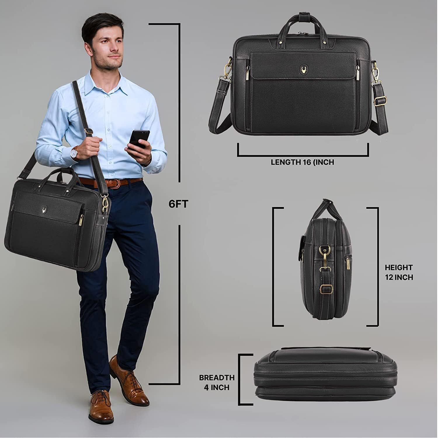 WildHorn Men Messenger Bag BLACK