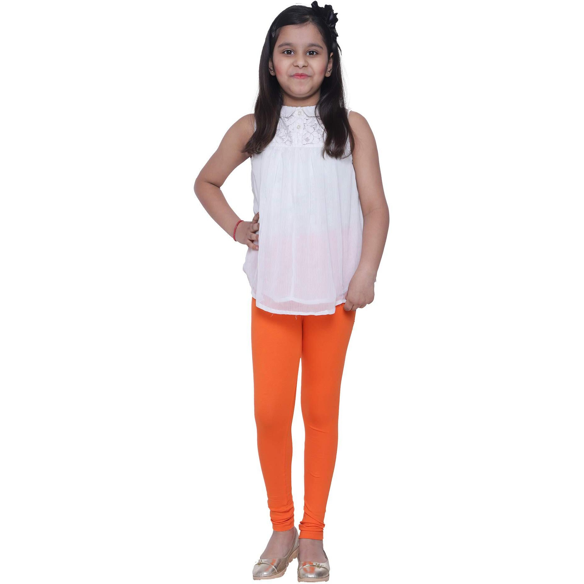Robinbosky Premium Girls Orange Leggings(6-12 Months(16), Orange)