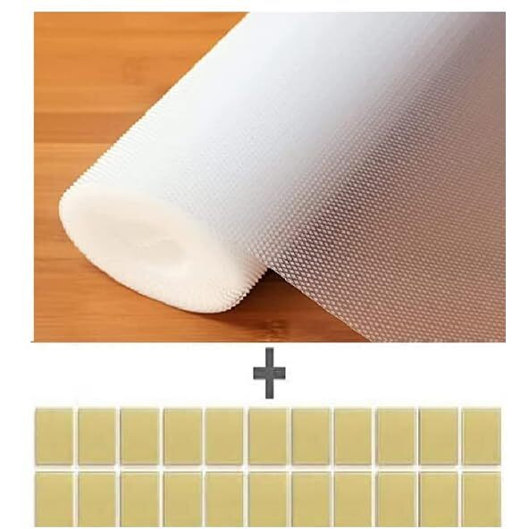 KayJen solid EVA Anti Slip Shelf Mat/Sheet for Fridge, Kitchen, Drawer, Shelf Liner 60 cm X 10 m Transparent