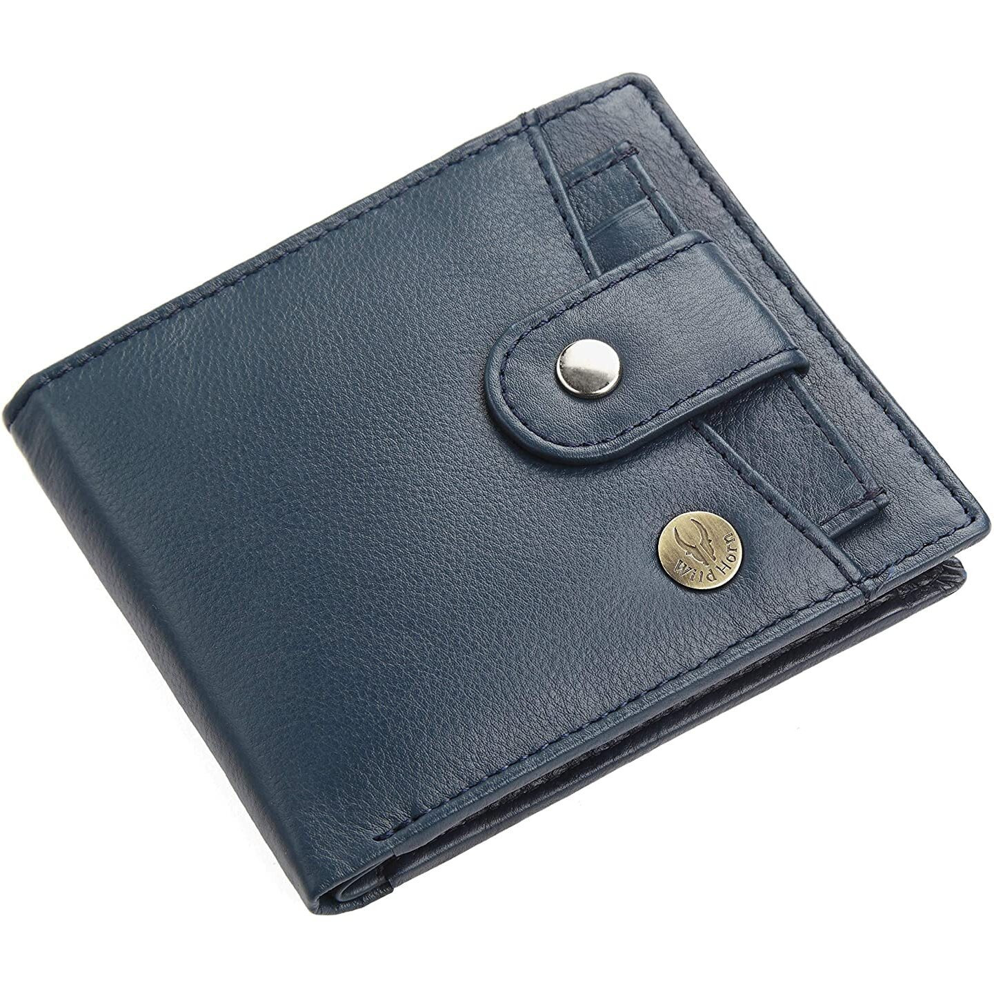 WildHorn Leather Wallet for Men (Navy)