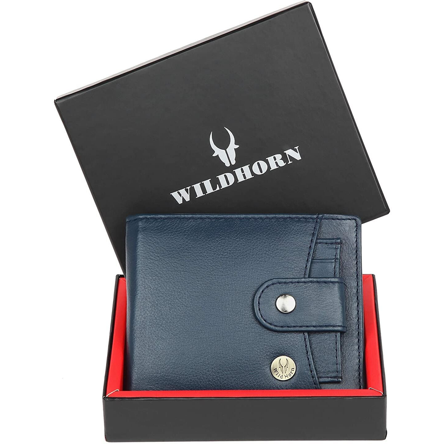 WildHorn Leather Wallet for Men (Navy)