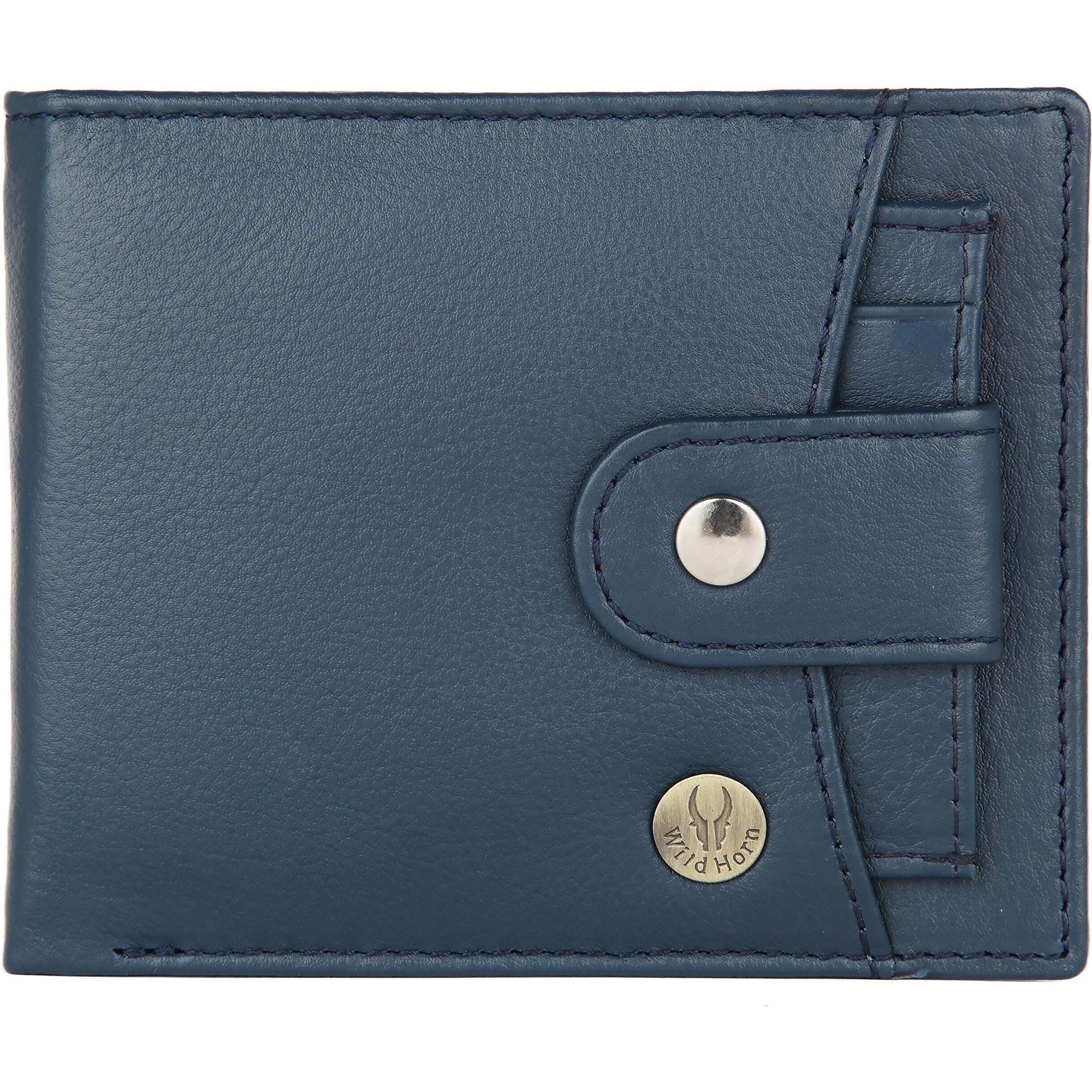 WildHorn Leather Wallet for Men (Navy)