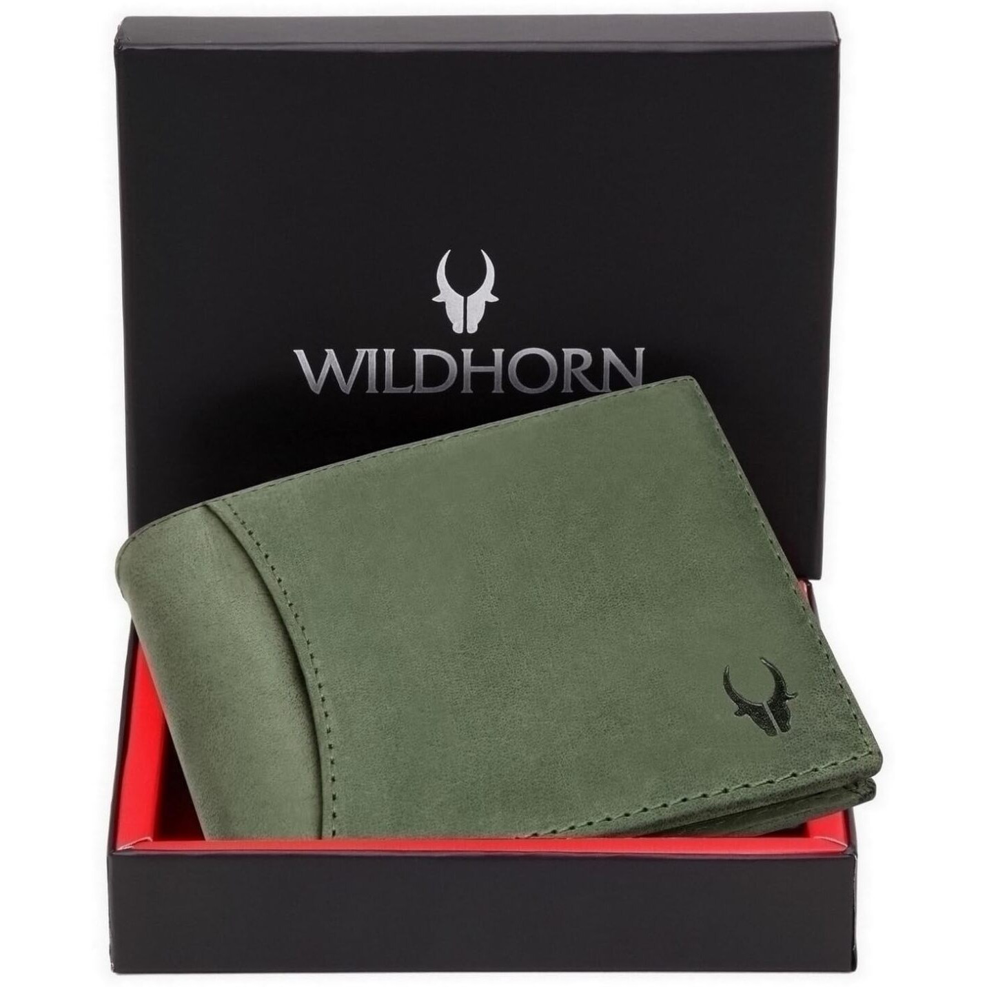 WildHorn RFID Protected Leather Wallets for Men I 9 Card Slots I 2 Currency & 2 Secret Compartments I 1 Zipper & 3 Id Card Windows, Green