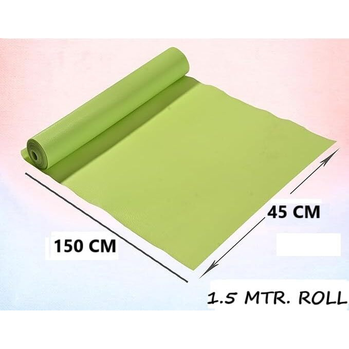 KayJen (45cmX1.5m) Green Food Grade EVA Anti Slip MatSheet for Fridge, Kitchen, Drawer, Shelf Liner, Table (Diamond Texture, Green)