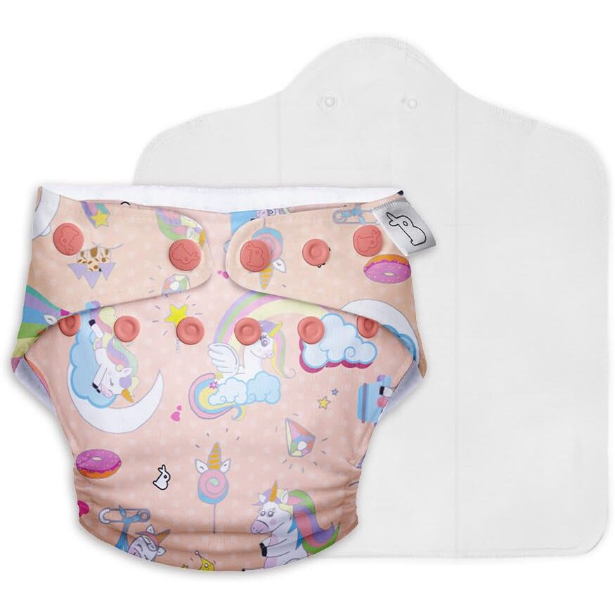 SuperBottoms UNO Freesize Cloth Diaper | Cloth diaper for babies 3M to 3Y | Washable & Reusable cloth diaper | Comes with cloth diaper inserts | 1 Organic cotton Soaker (Unicorn ))