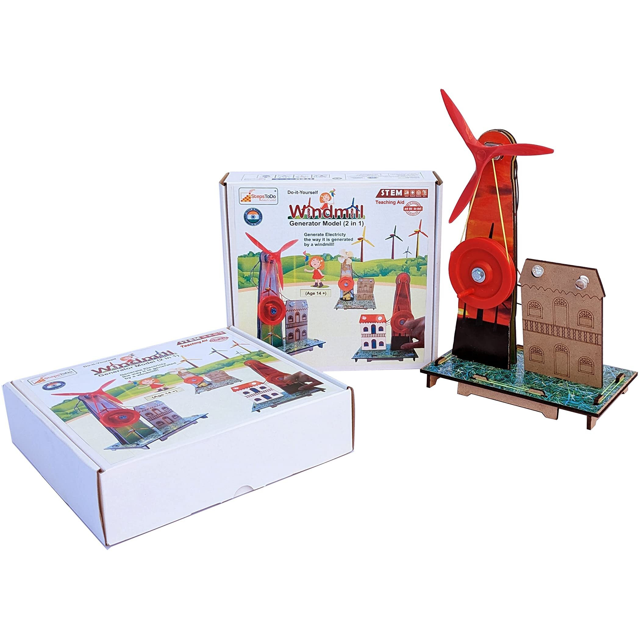 StepsToDo Wind Turbine Science Kit. Windmill Making Kit for Students. Electricity from Flowing Air. Science Teaching and Learning Aid