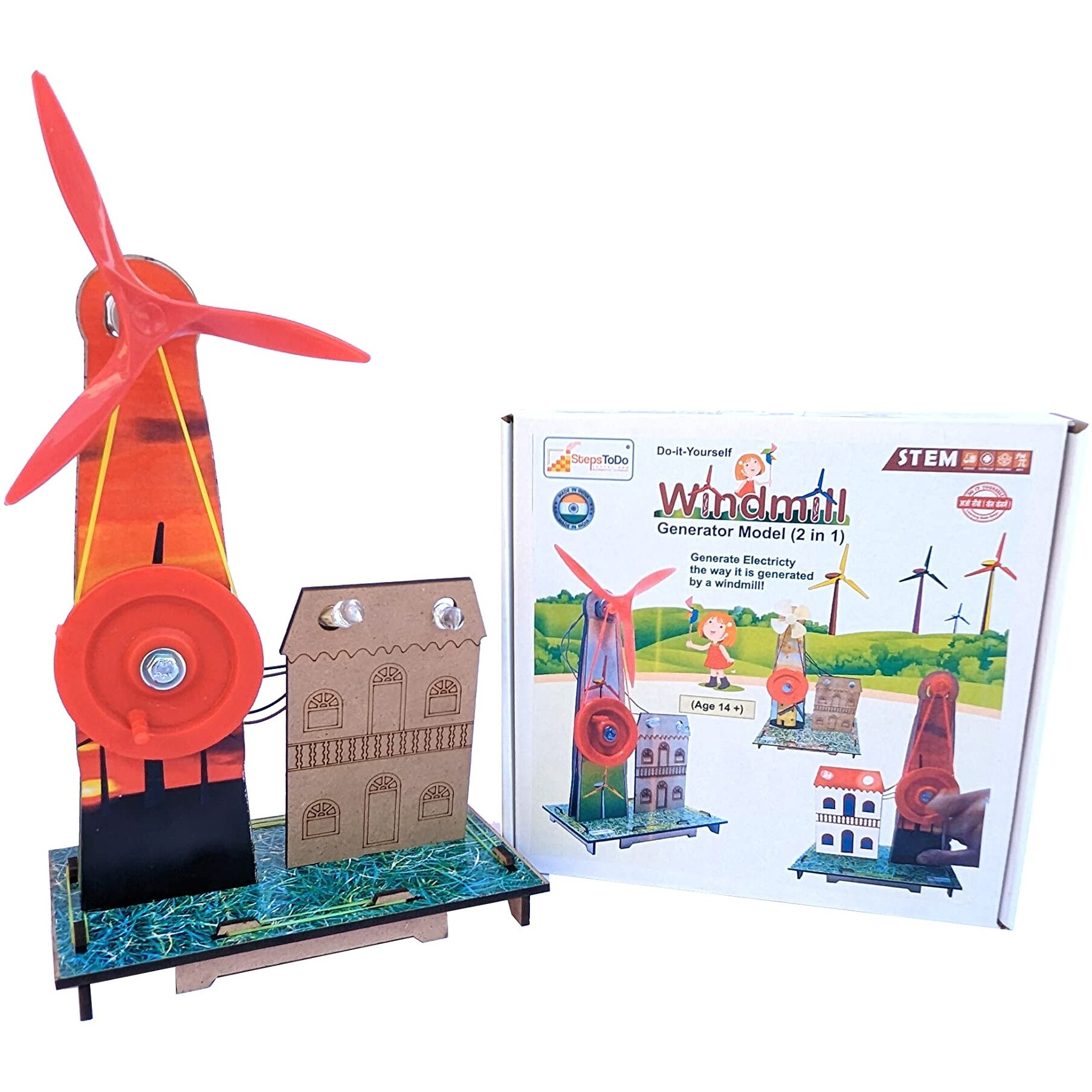 StepsToDo Wind Turbine Science Kit. Windmill Making Kit for Students. Electricity from Flowing Air. Science Teaching and Learning Aid