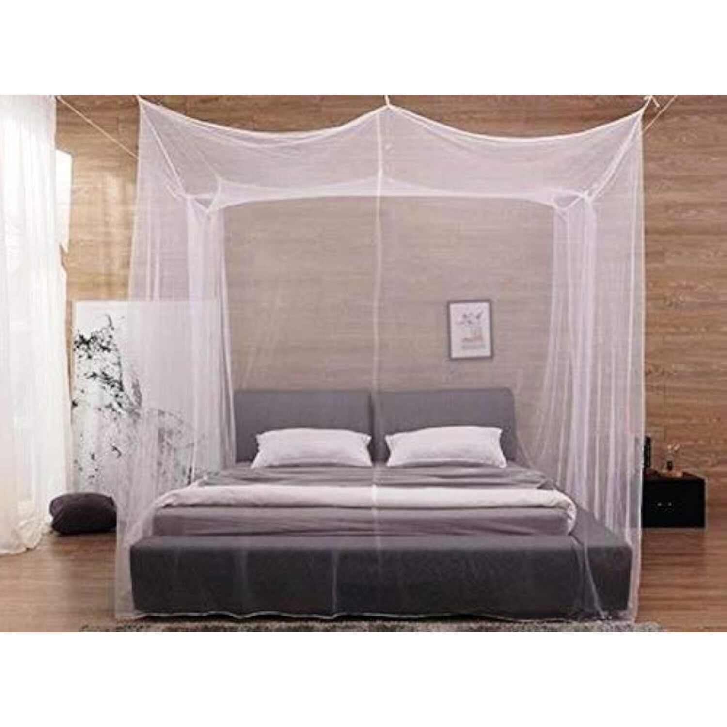 IBLAY 6x6.5 FT White Mosquito NET for Double Bed Maharani Quality Material - Mosquito Net Machardani King Size Bed