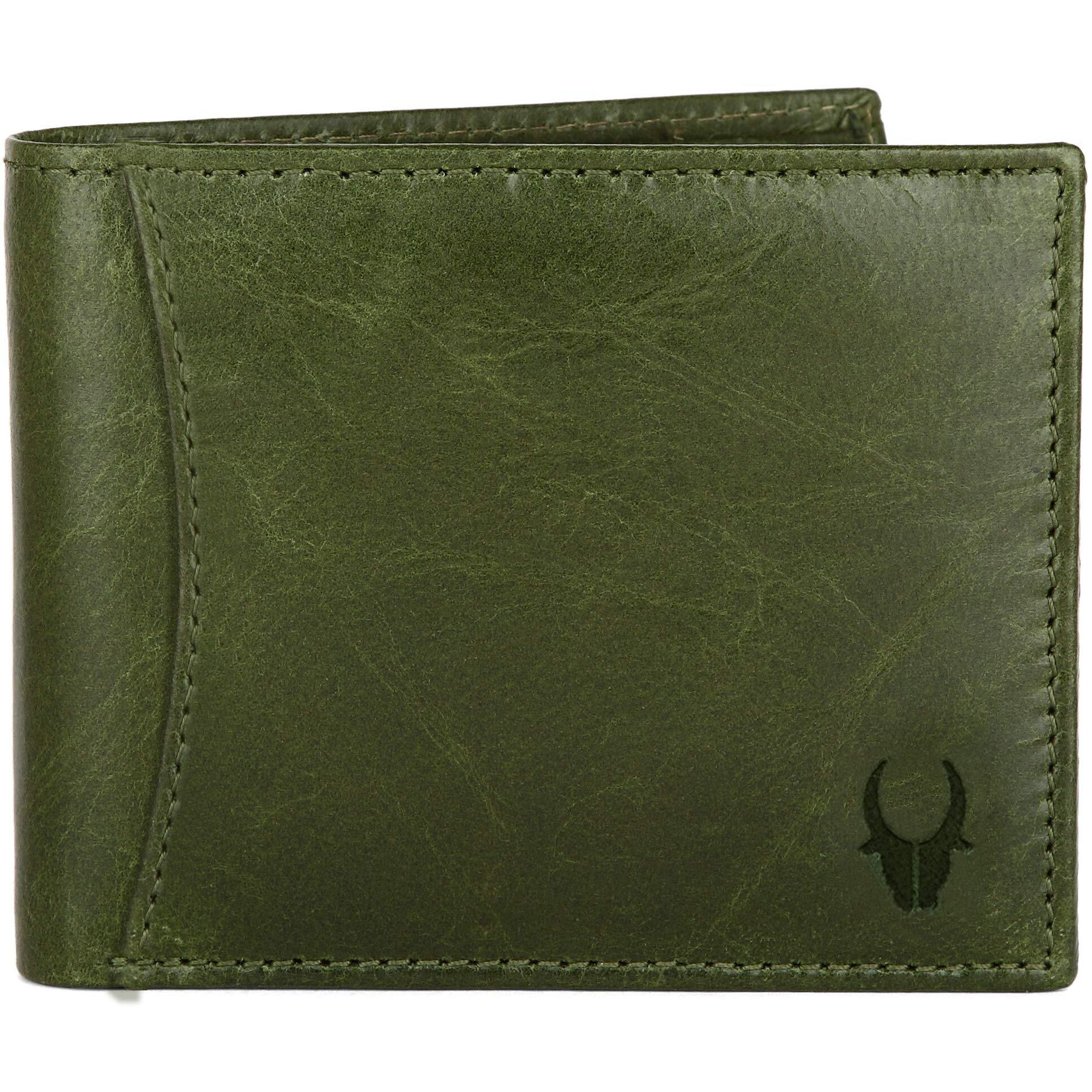 WildHorn RFID Protected Leather Wallet for Men, Green