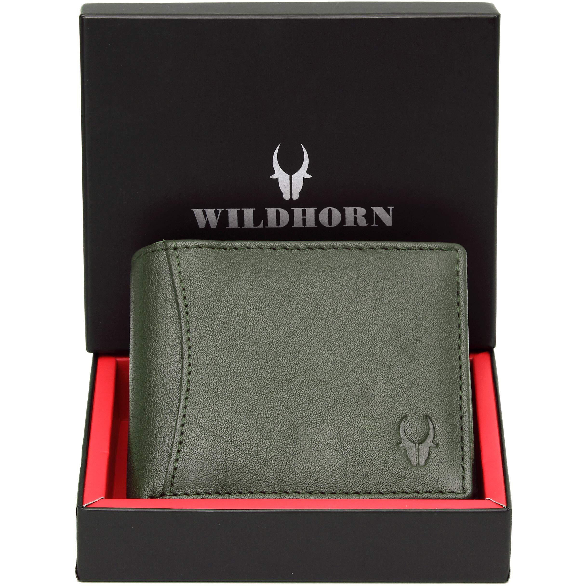 WildHorn RFID Protected Leather Wallet for Men, Green