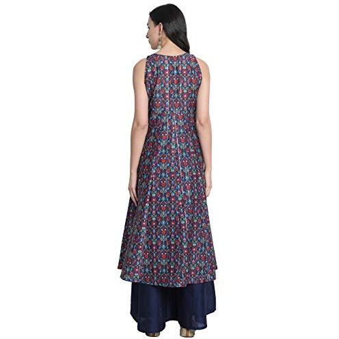 Janasya Women s Blue Poly Muslin Embroidered Kurta with Palazzo and Dupatta
