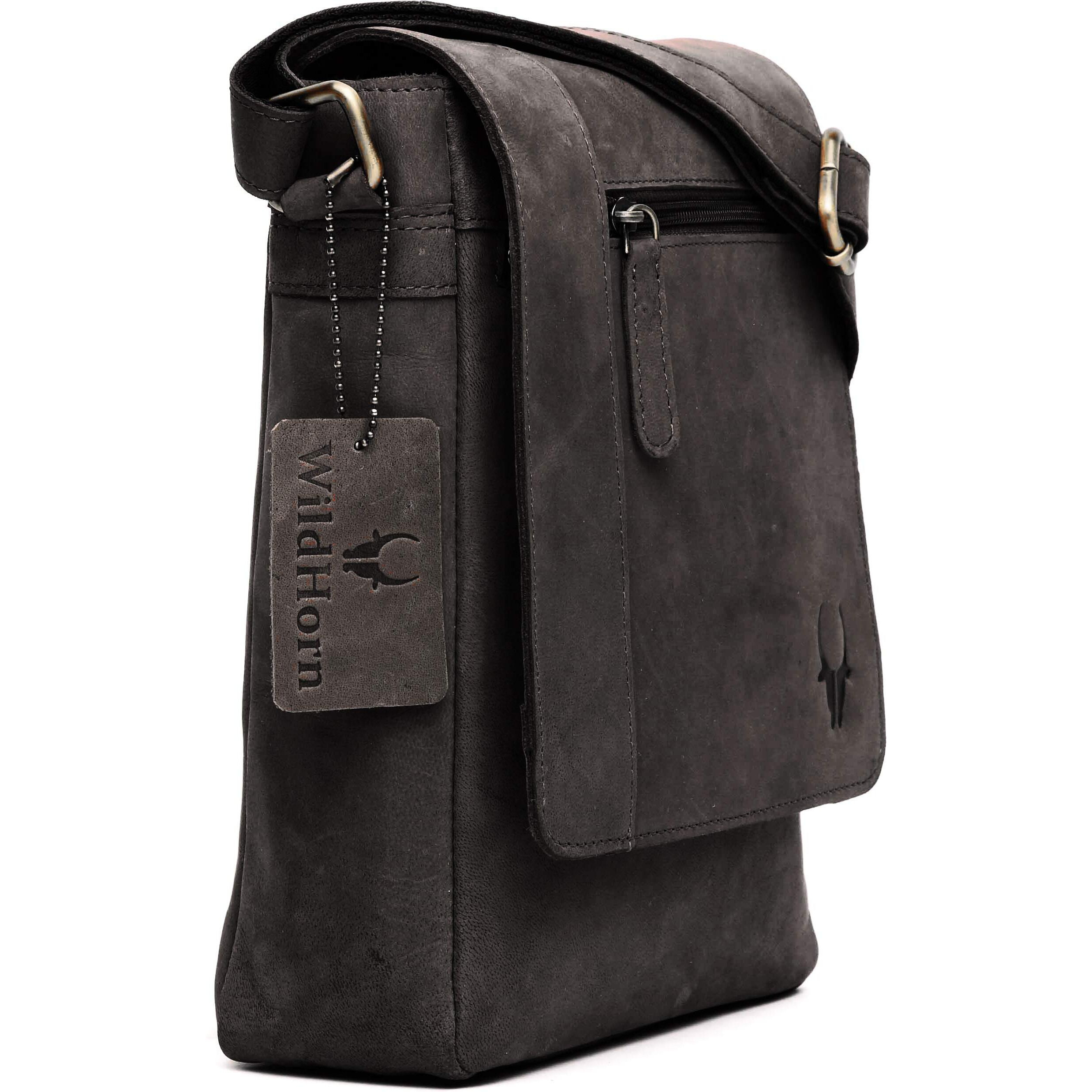 WildHorn Leather Sling Messenger Bag for Men I Multipurpose Crossbody Bag I Travel Bag with Adjustable Strap I IDIMENSION L- 8 inch H- 10.5 inch W- 2.75 inch