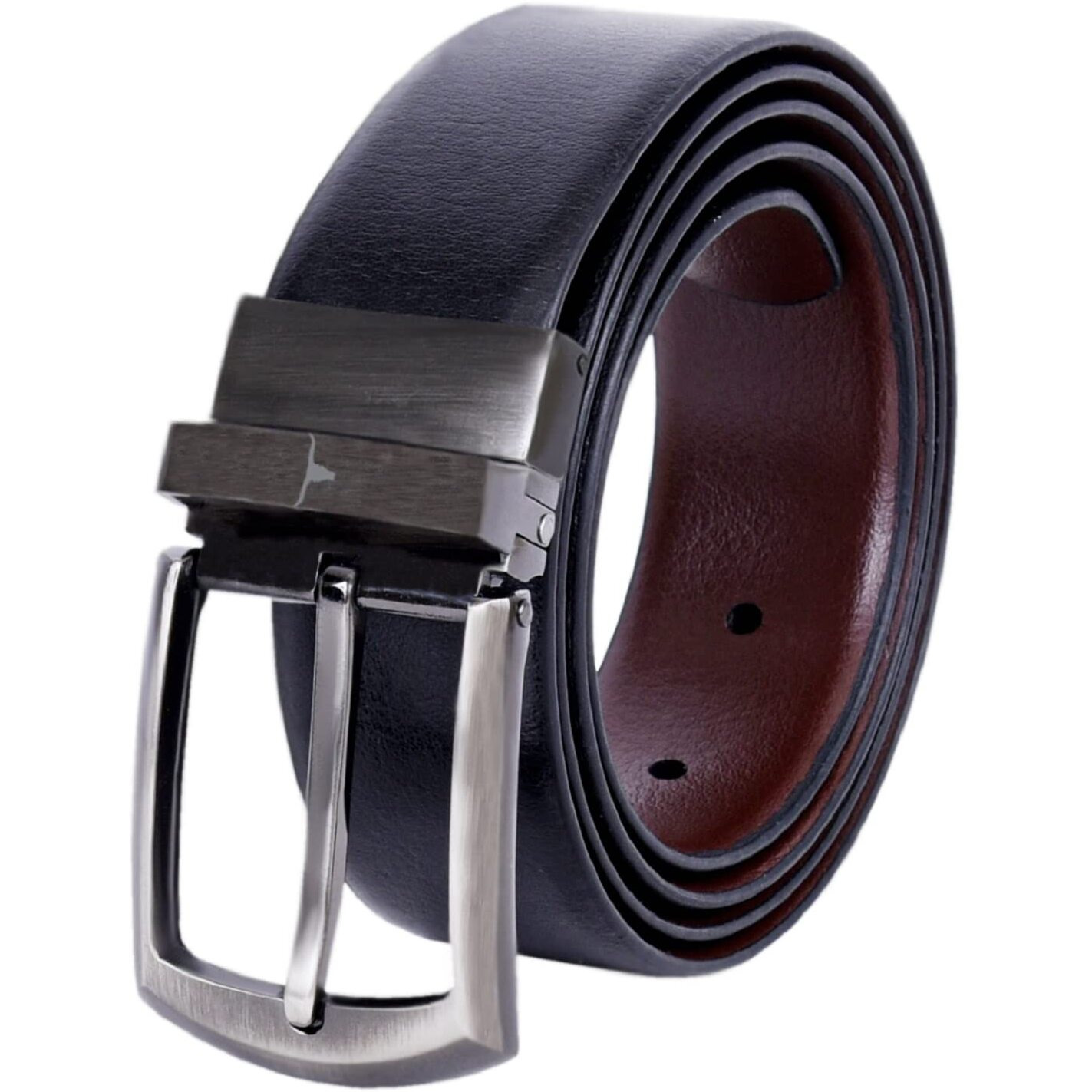 URBAN FOREST Andrew Black/Brown Formal Reversible Leather Belt for Men