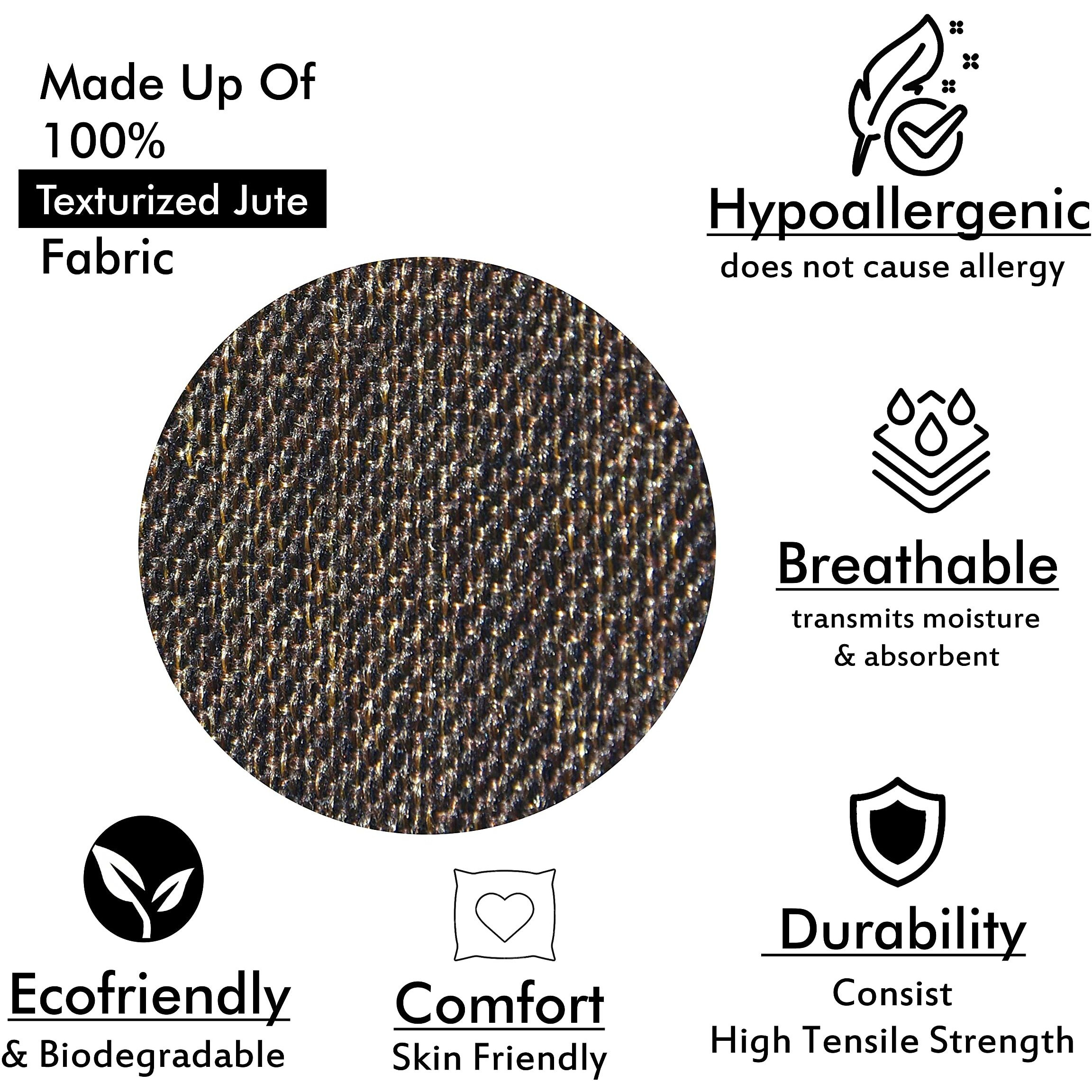 Yellow Weaves Jute Texture Cushion Covers, 16 X 16 Inches, Brown, Set of 5, 250 TC