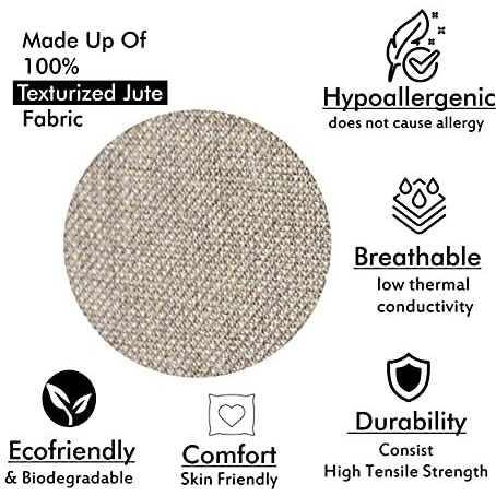 Yellow Weaves Jute Texture Cushion Covers, 16 X 16 Inches, Multicolour, Set of 5, 250 TC