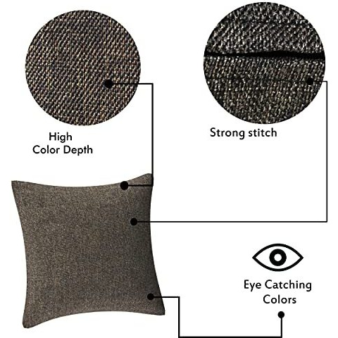 Yellow Weaves Jute Texture Cushion Covers, 16 X 16 Inches, Multicolour, Set of 5, 250 TC