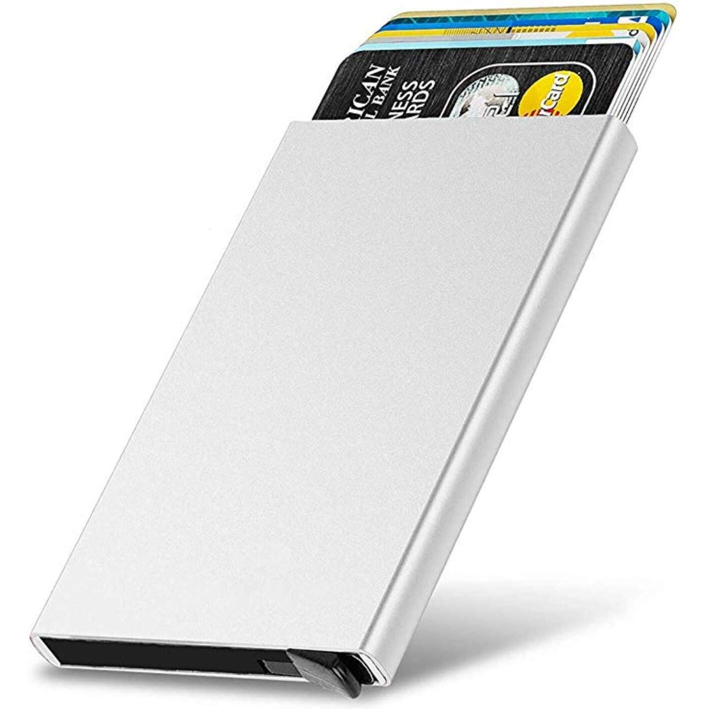 VOGARD Men s Aluminium Metal RFID Protected Smart Pop Up Wallet | 8 Card Slots (06 Silver Pack 2)