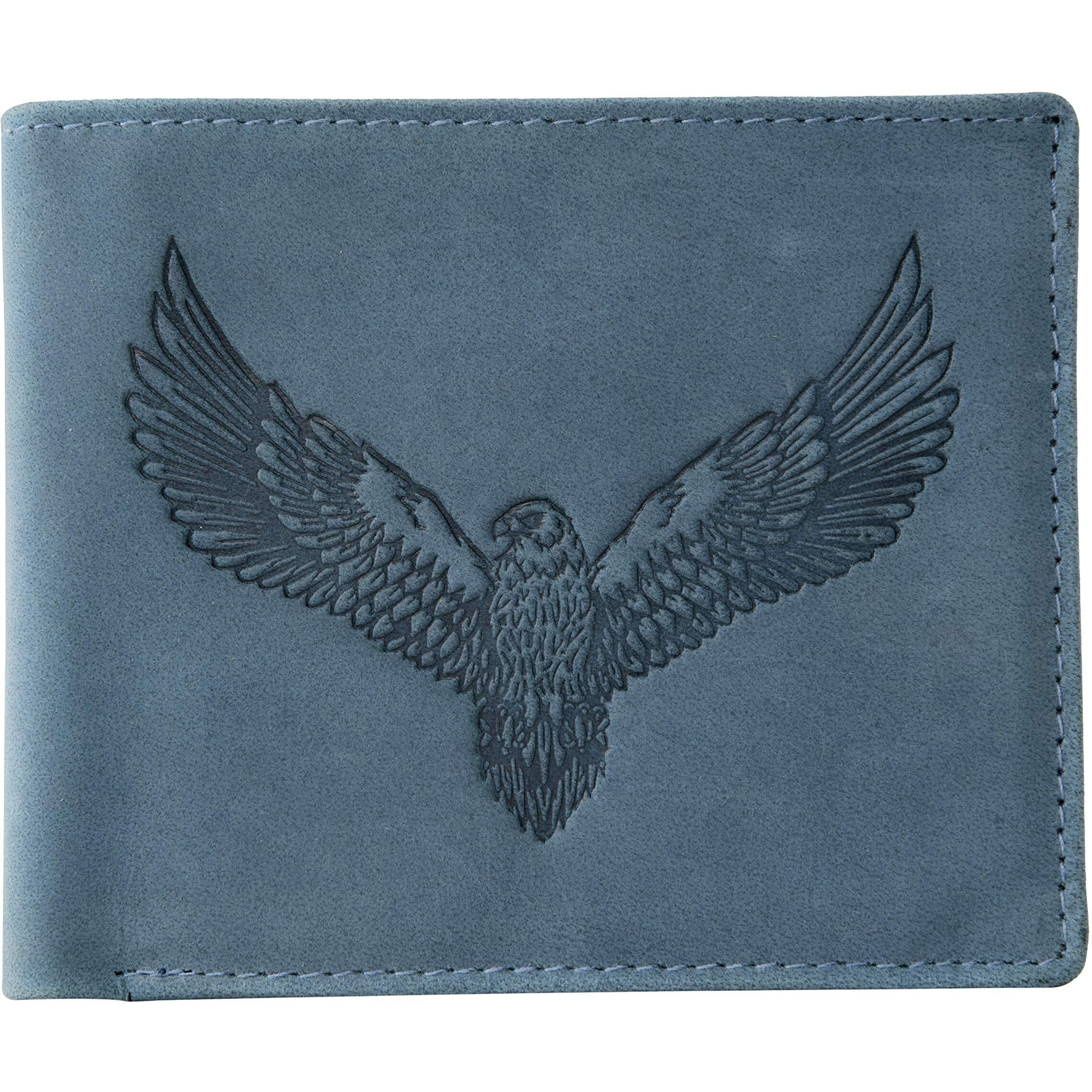 URBAN FOREST Zeke Vintage Blue Leather Wallet & Casual Grey Leather Belt Combo Gift Set for Men