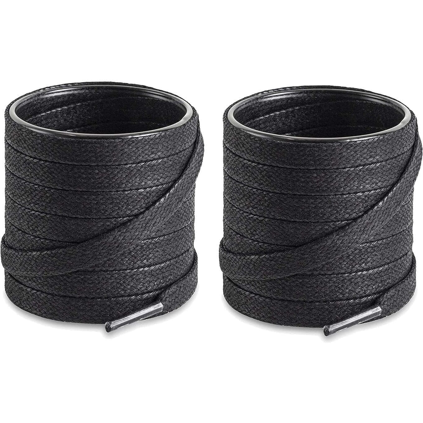 SHOESHINE flat cotton shoe laces for casual, sneaker shoes or boot 8mm wide Black - shoelaces