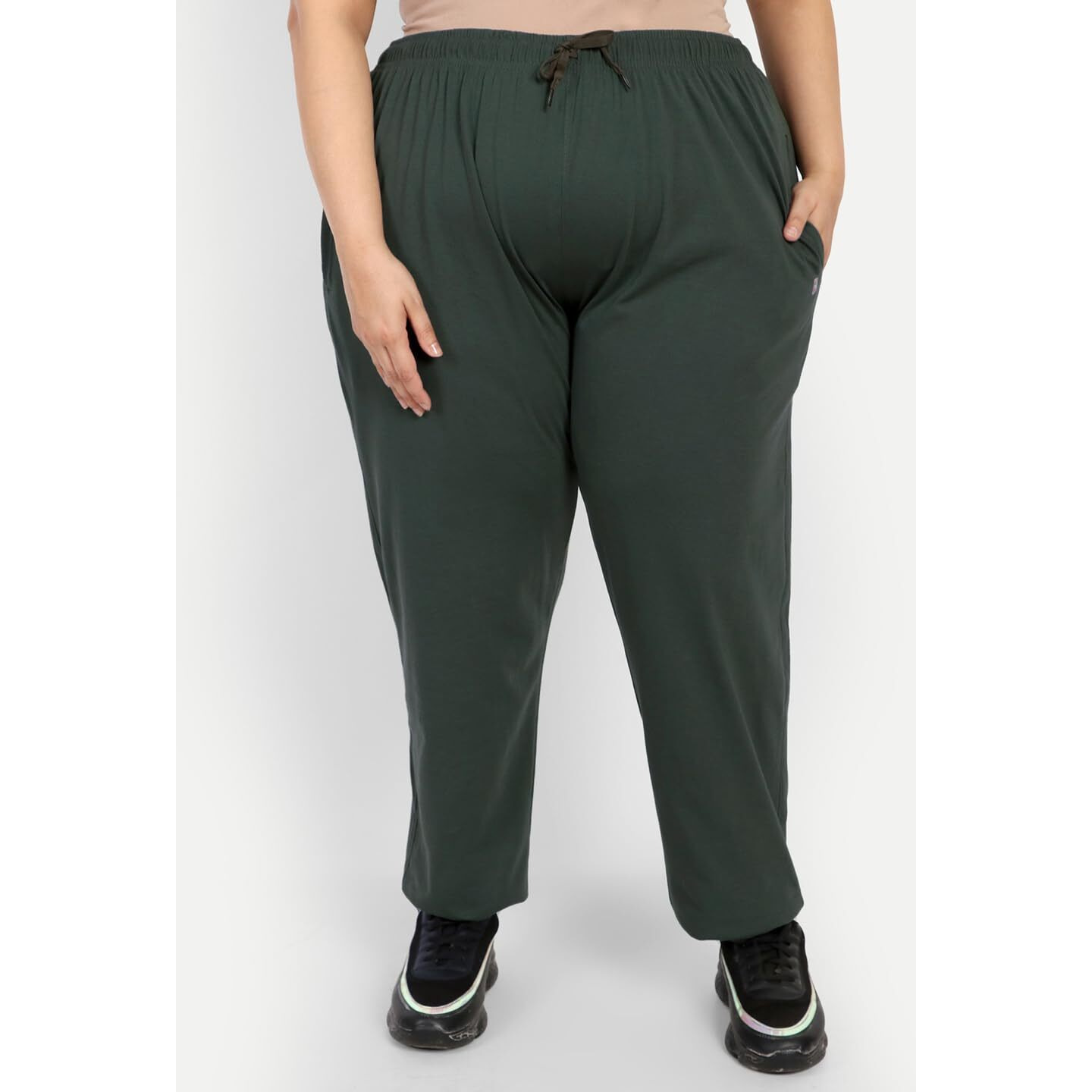CUPID Women Regular Fit Cotton Plain Comfortable Track Pant, Lower, Sports Trouser, Joggers, Lounge Wear n Daily Use Gym Wear for Ladies_Medium_Green
