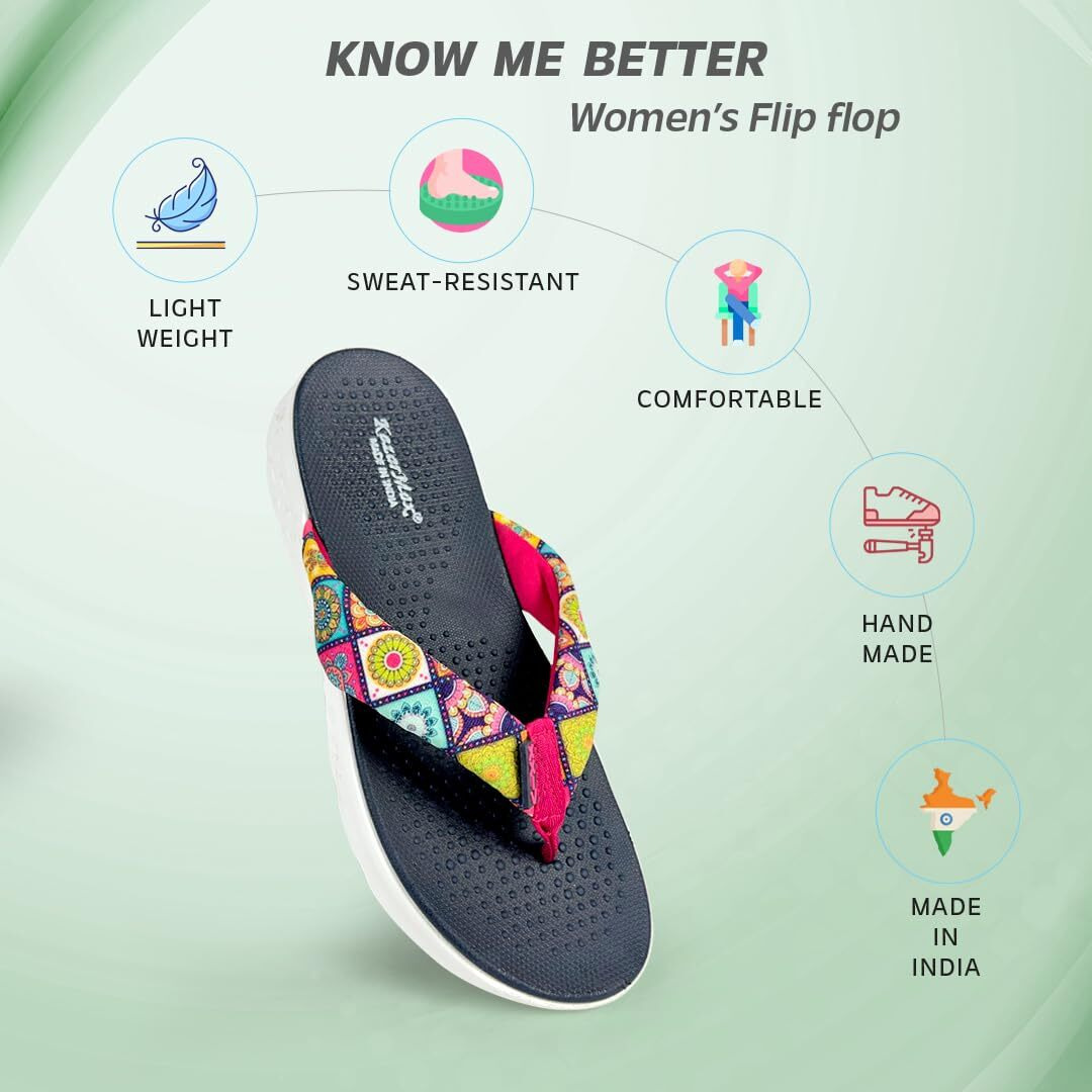 KazarMax Women Navy Mandala Super Soft/Ultra-Light/Slipper/Flip-Flop-5 UK