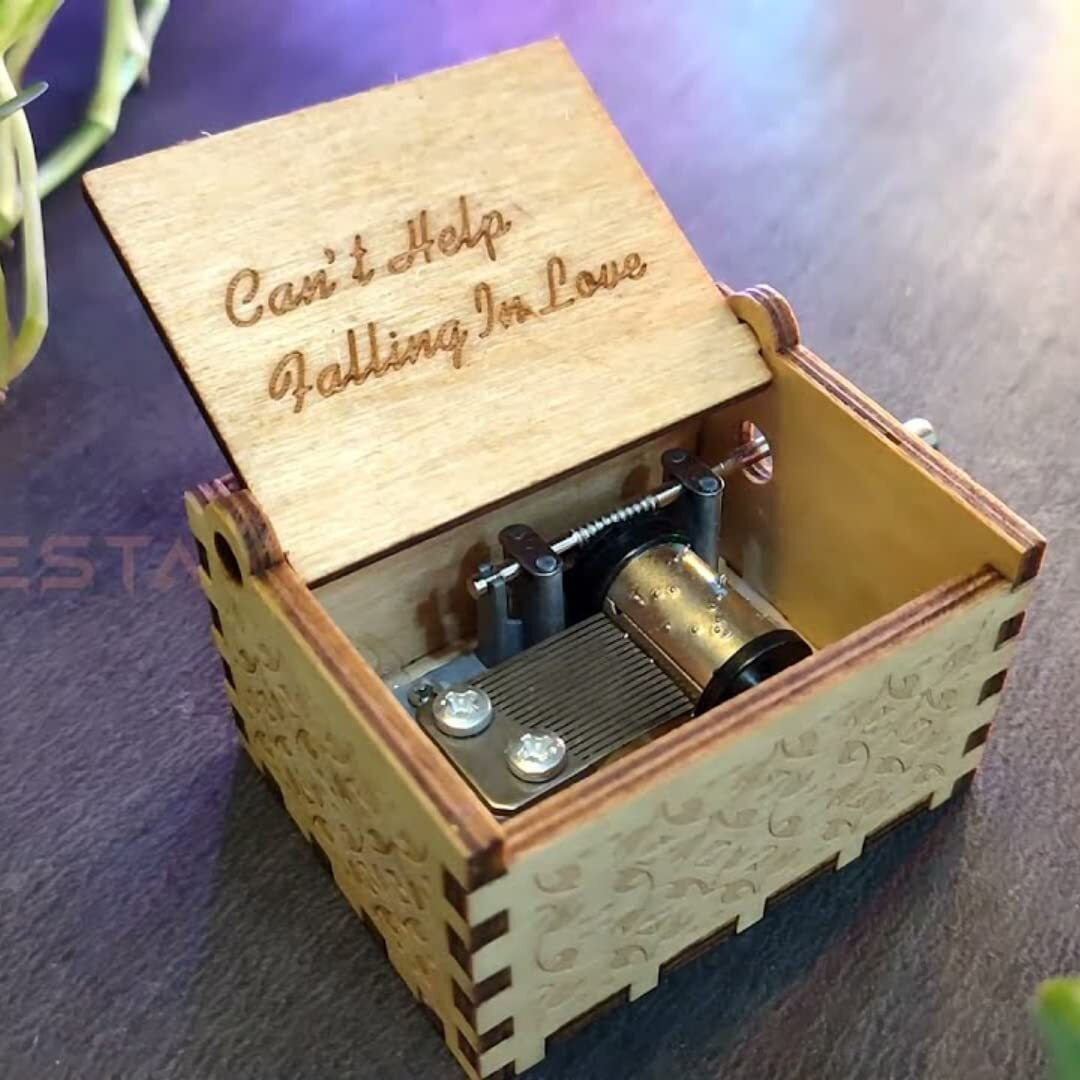 Zesta Wooden Cant Help Falling In Love Music Box/Vintage Hand Crank Musical Gifts for Men Birthday Special/Birthday Gift for Girls/Wooden Musical Box Gift for Wife