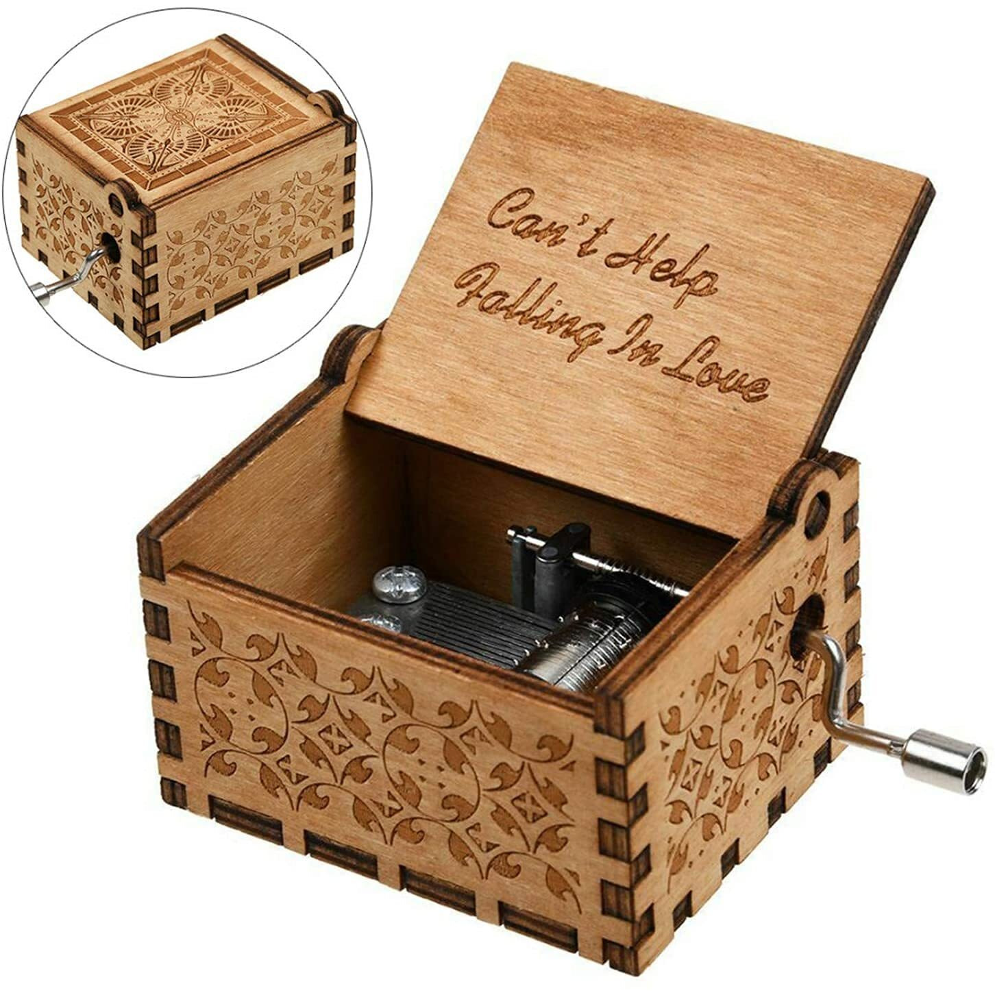 Zesta Wooden Cant Help Falling In Love Music Box/Vintage Hand Crank Musical Gifts for Men Birthday Special/Birthday Gift for Girls/Wooden Musical Box Gift for Wife