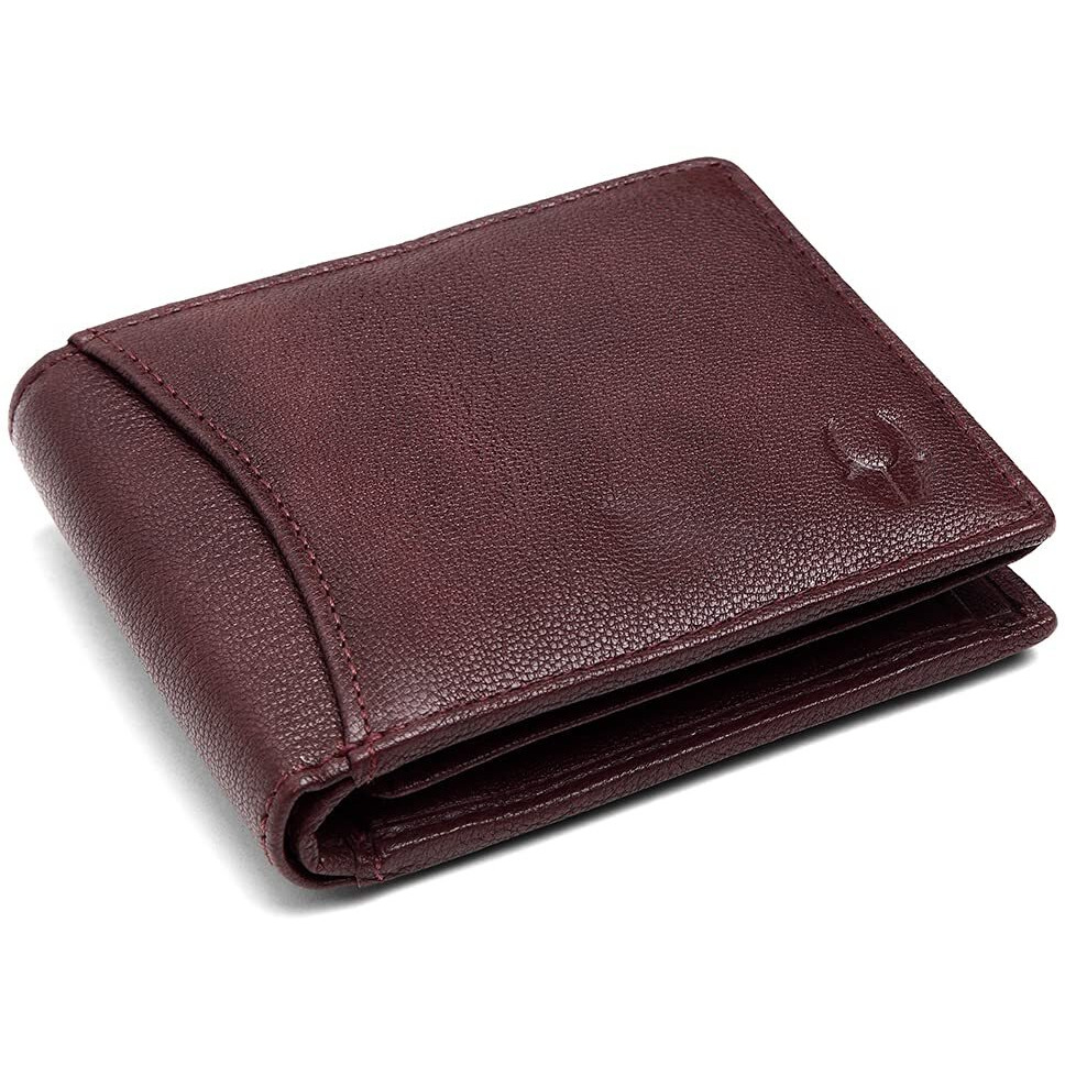 WildHorn Maroon Leather Men s Wallet and Blue Safiano Card Case (WH1173)
