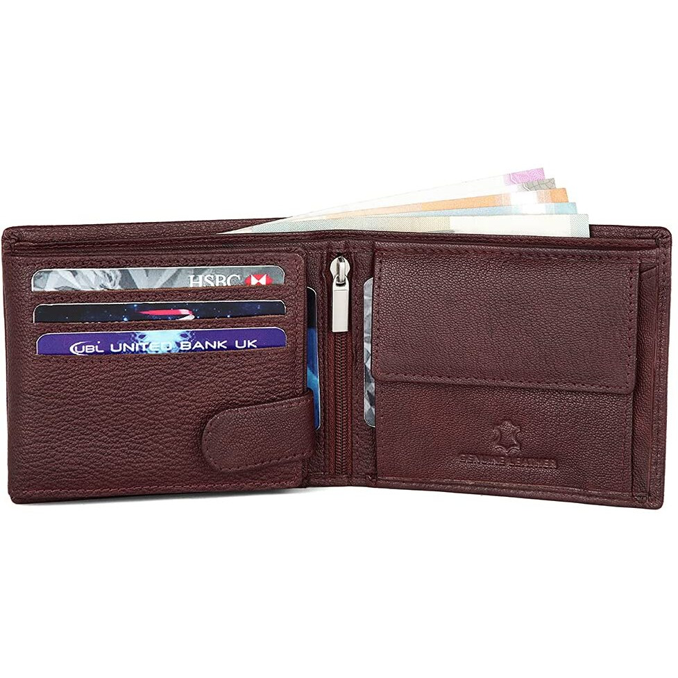 WildHorn Maroon Leather Men s Wallet and Blue Safiano Card Case (WH1173)