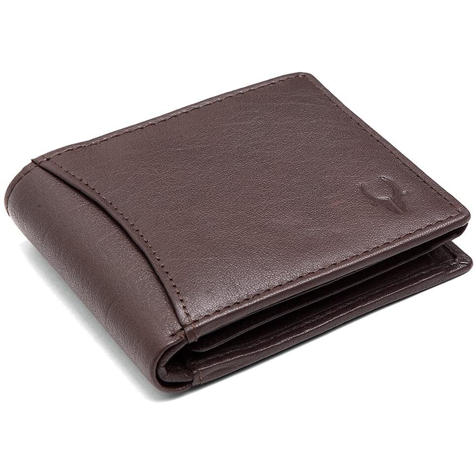 WildHorn Brown Leather Men s Wallet and Blue Safiano Card Case (WH1173)