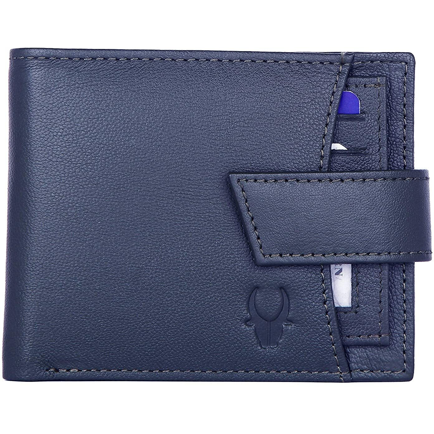 WildHorn Leather Wallet & Blue Safiano Card Case Combo Gift Hamper for Men