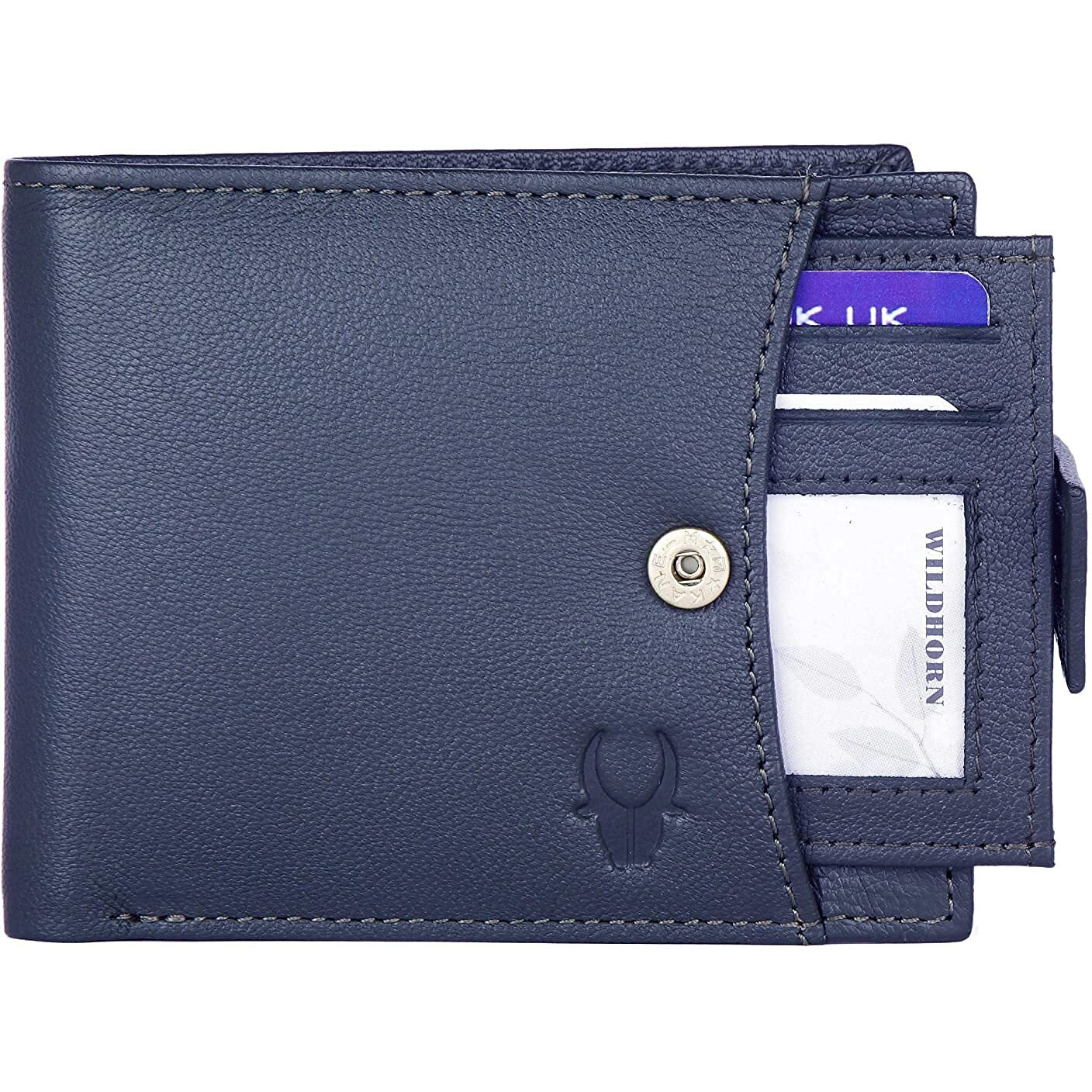 WildHorn Leather Wallet & Blue Safiano Card Case Combo Gift Hamper for Men