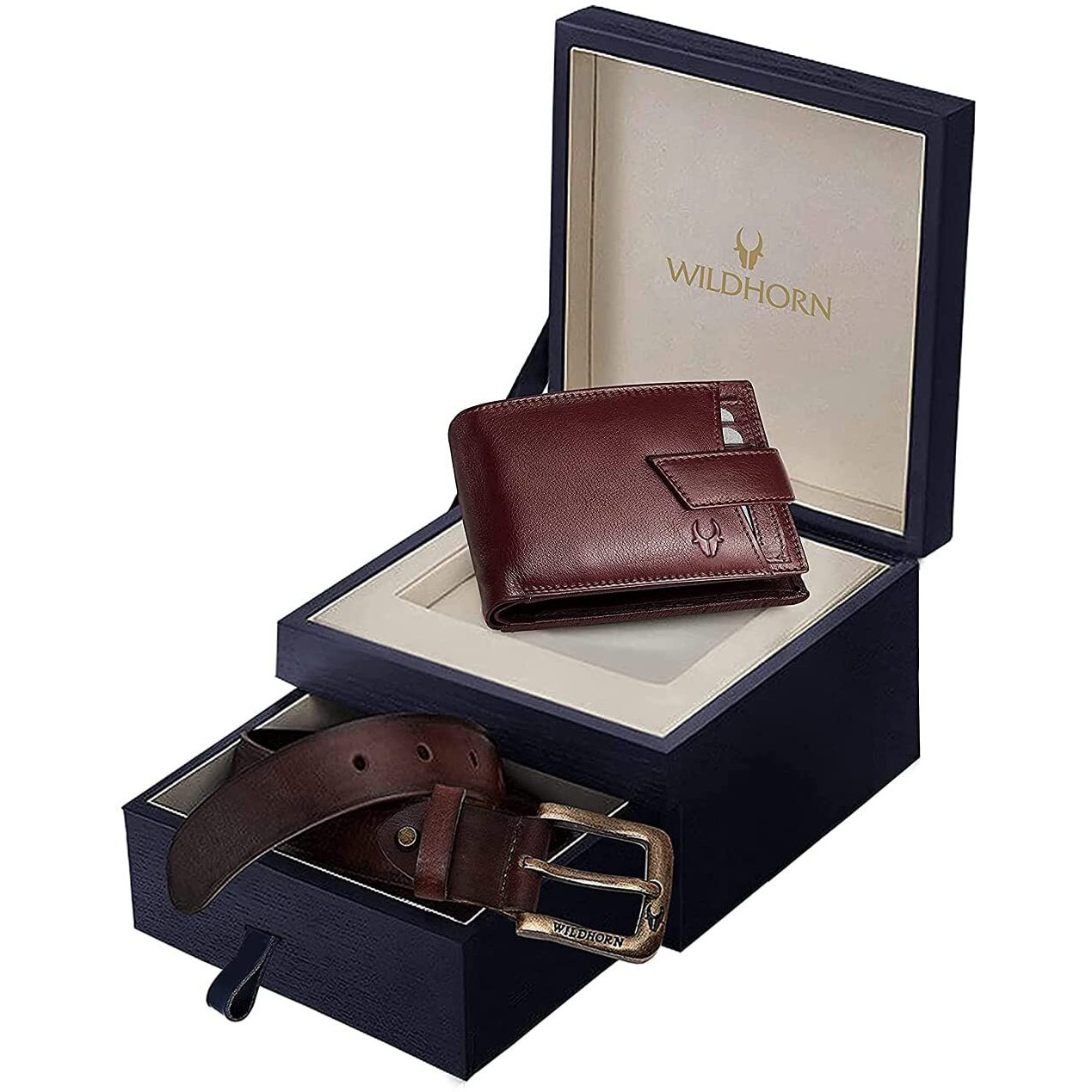 WildHorn Maroon Leather Men s Wallet & Belt Combo Set (699711)