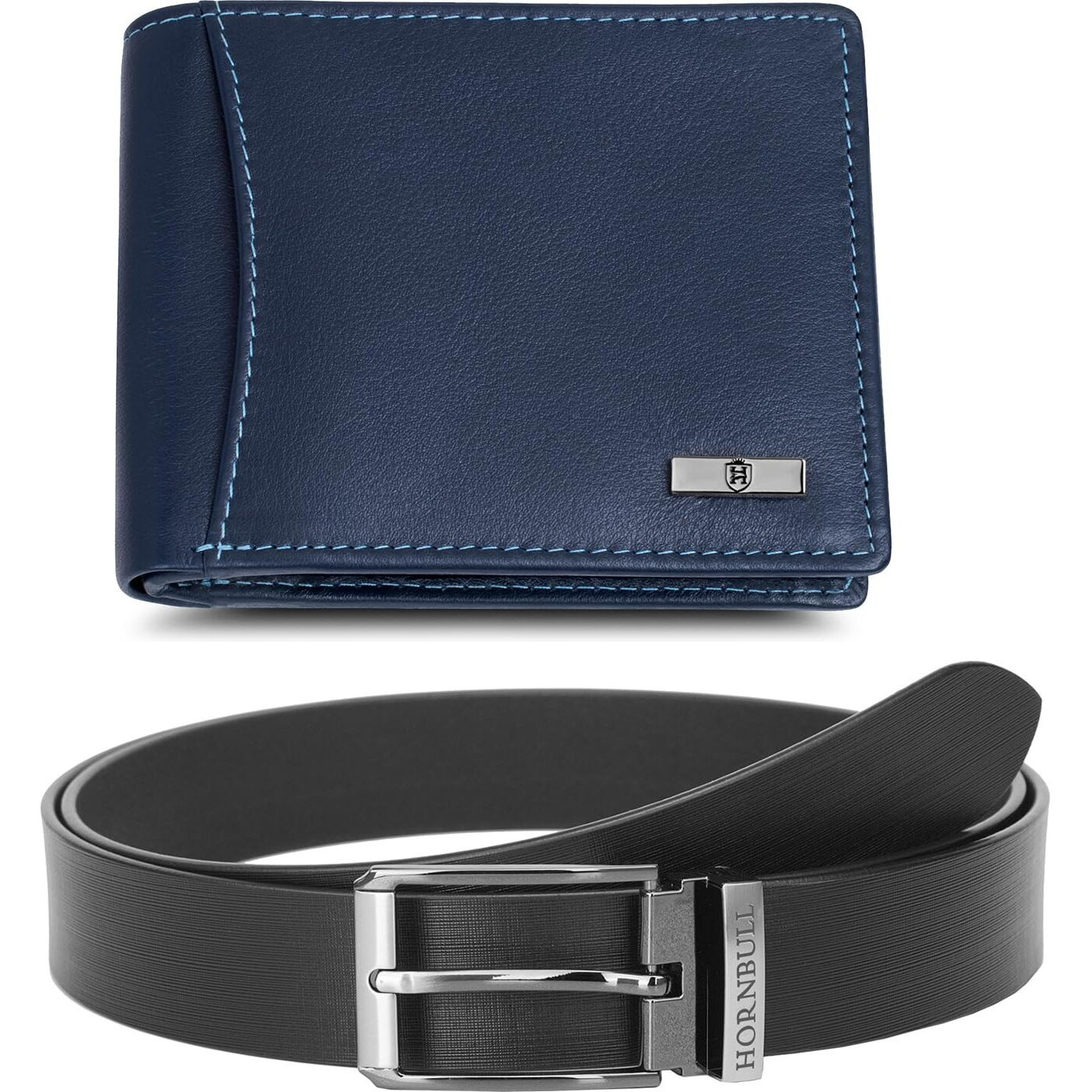 HORNBULL Combo Gift For Men | Navy Wallet and Black Belt Men s Combo Gift Set | Leather Wallets for men | Men s Wallet BW10482