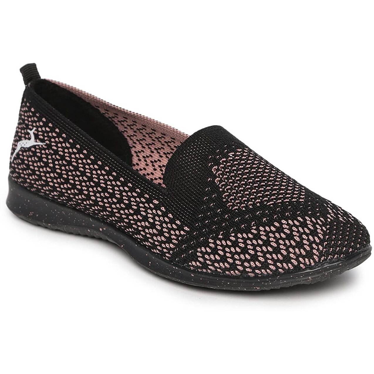Marc Loire Women s Athleisure Lightweight Active Wear Knitted Black Casual Slip on Ballerina Shoes, 7 UK