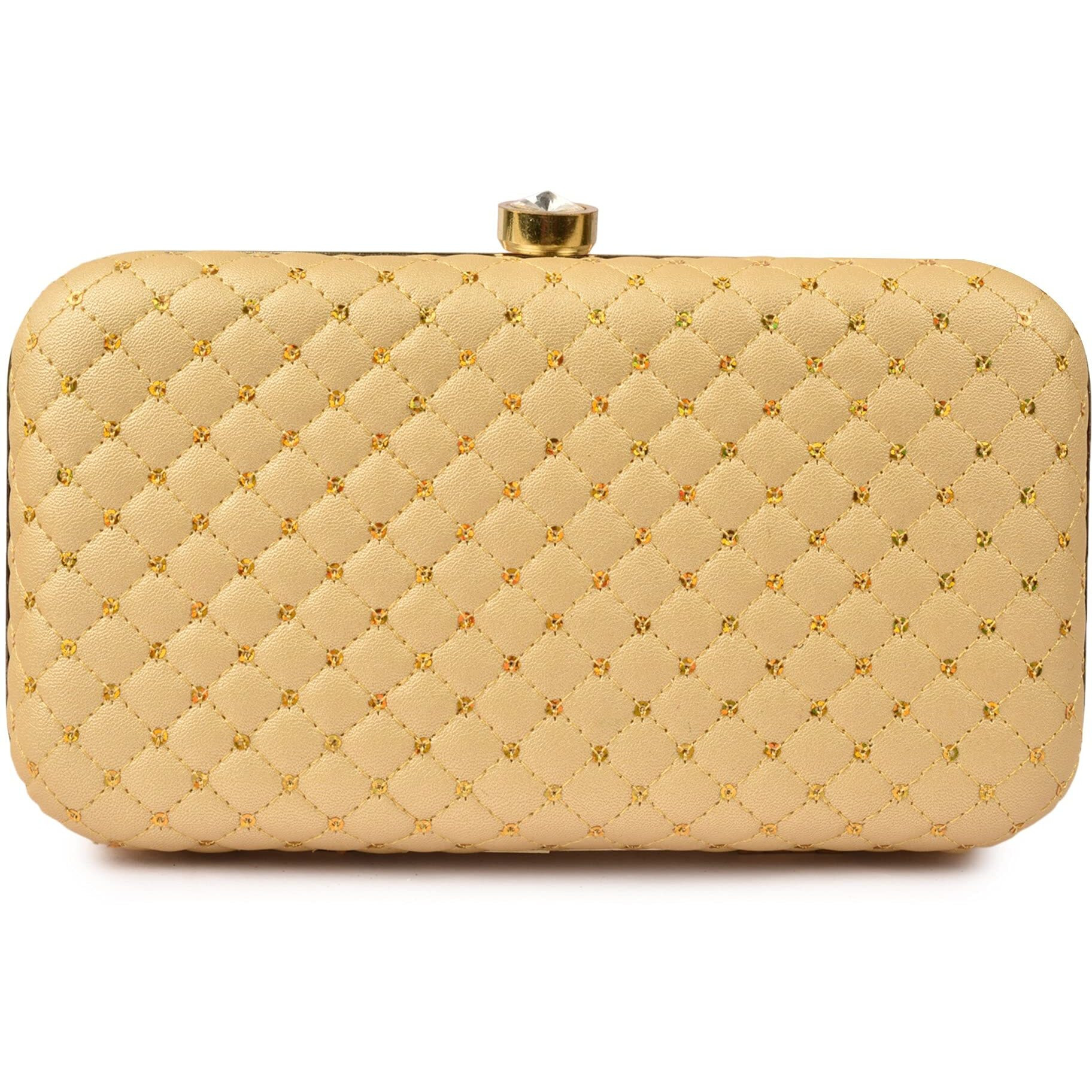 AILTINO Women Box Clutch Stylish and Latest (Sequence Gold)