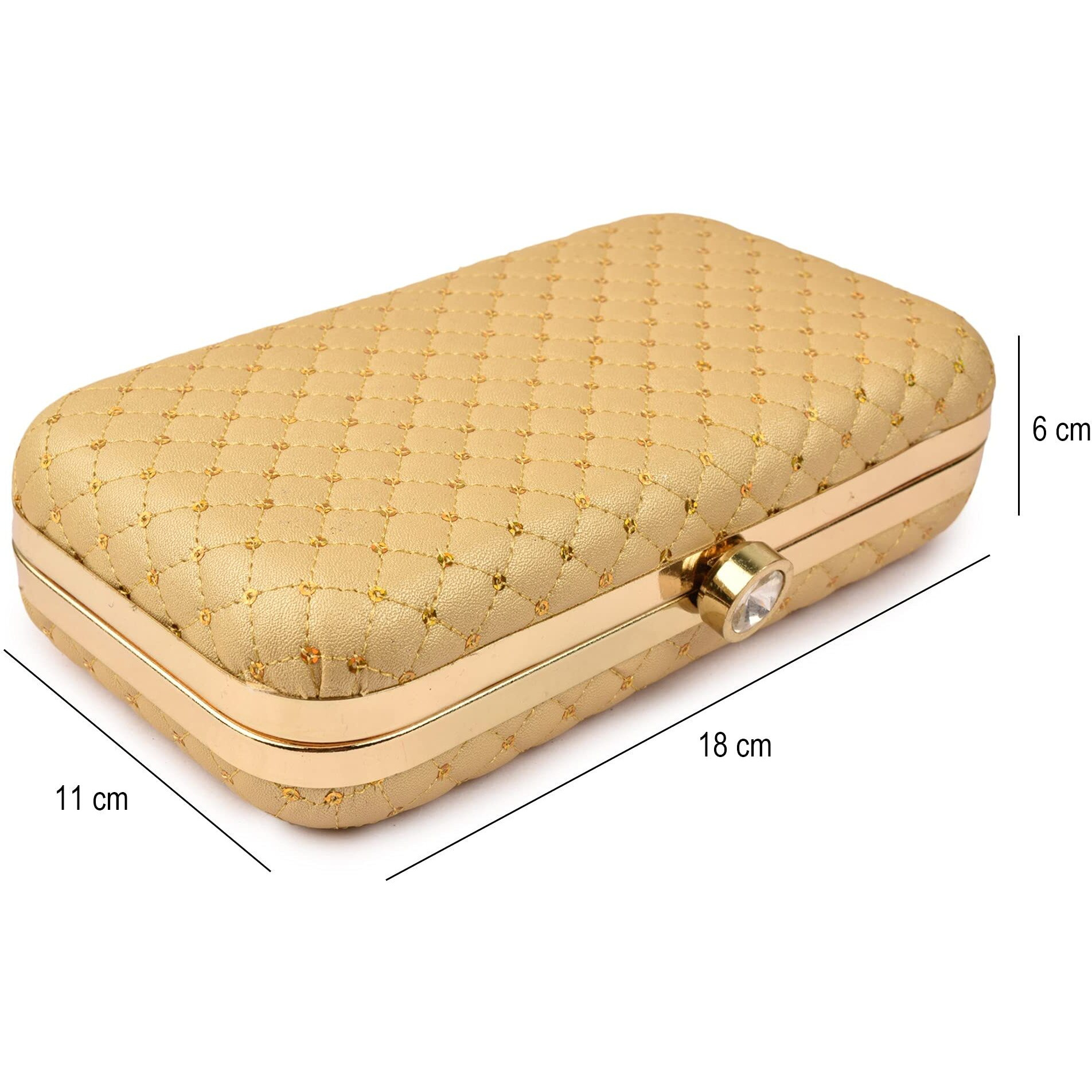 AILTINO Women Box Clutch Stylish and Latest (Sequence Gold)