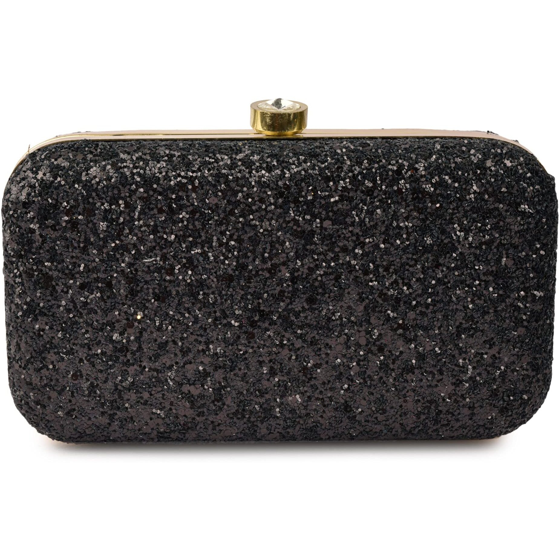 AILTINO Women Box Clutch Stylish and Latest (Metallic Black)