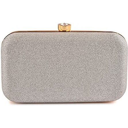 AILTINO Women Box Clutch Stylish and Latest (Sparkling Silver)
