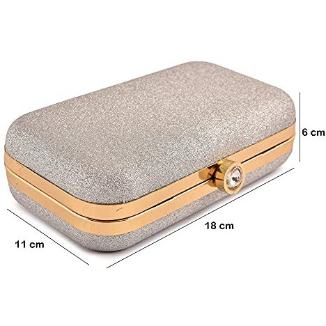 AILTINO Women Box Clutch Stylish and Latest (Sparkling Silver)
